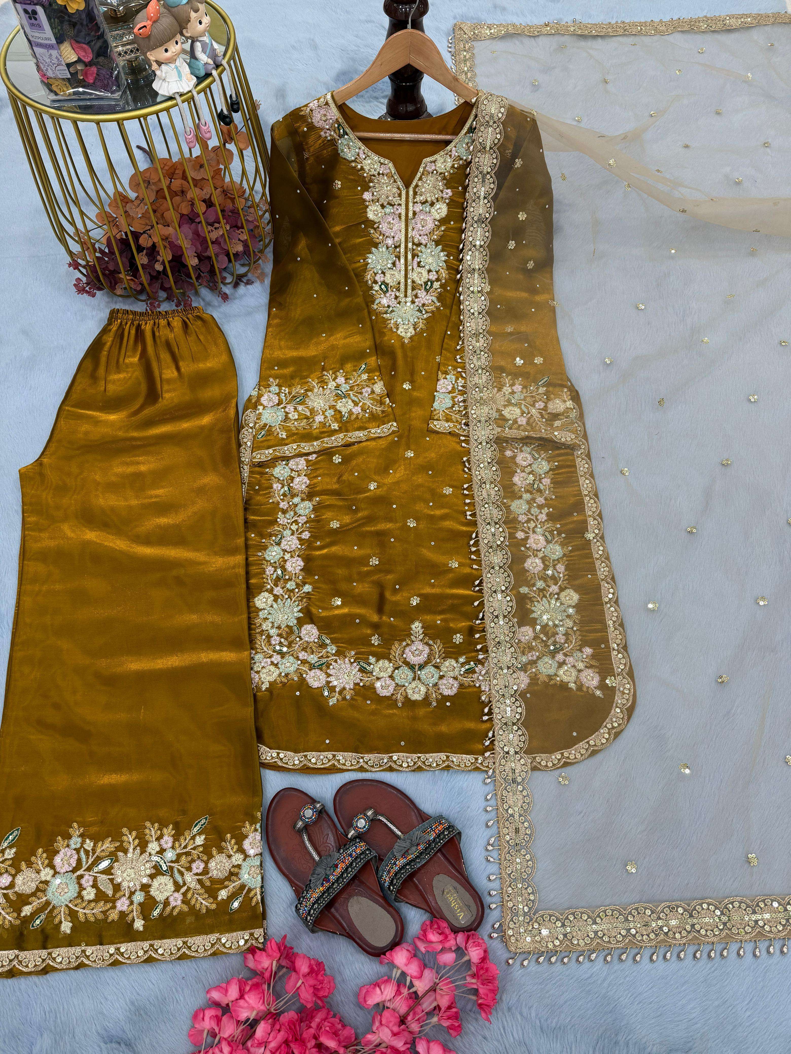 AD 199 SILK HEAVY DESIGNER WORK PARTY WEAR LOOK LADIES SUIT