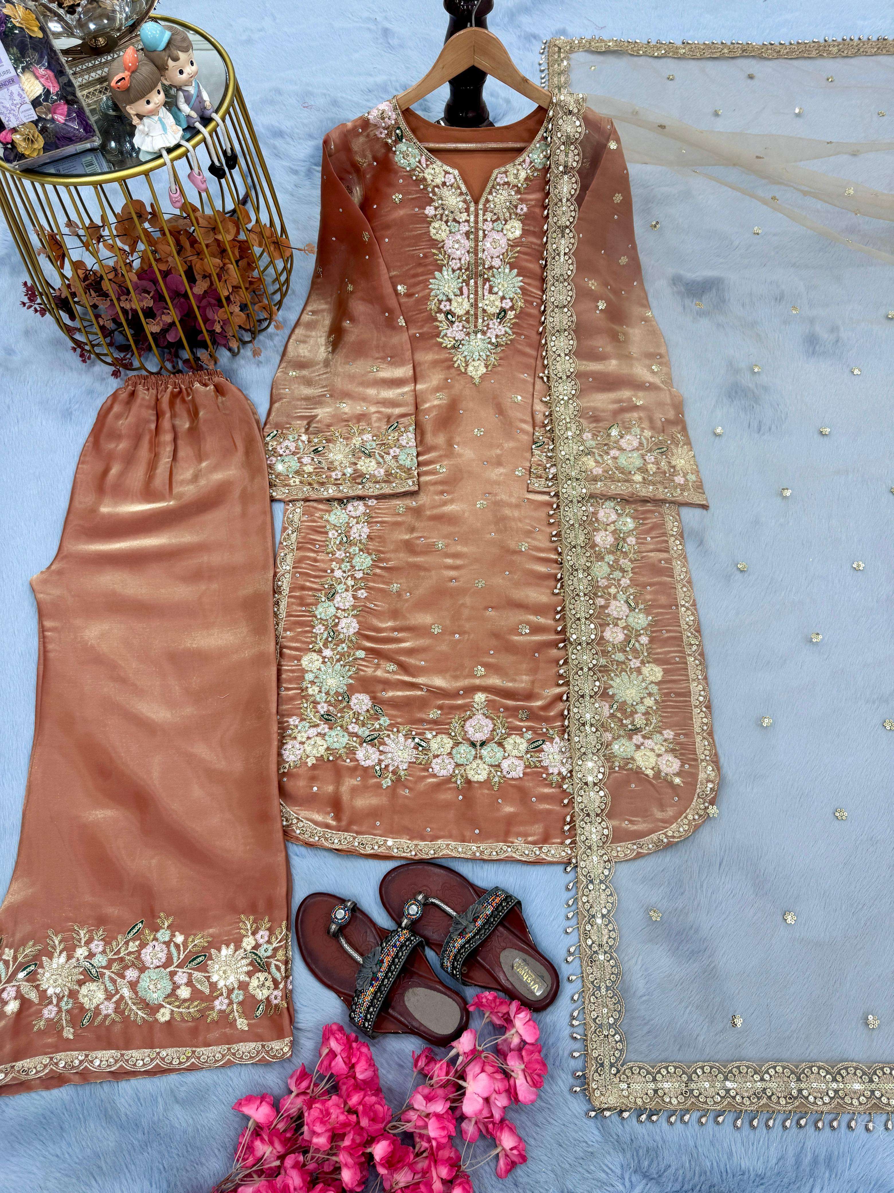 AD 199 SILK HEAVY DESIGNER WORK PARTY WEAR LOOK LADIES SUIT