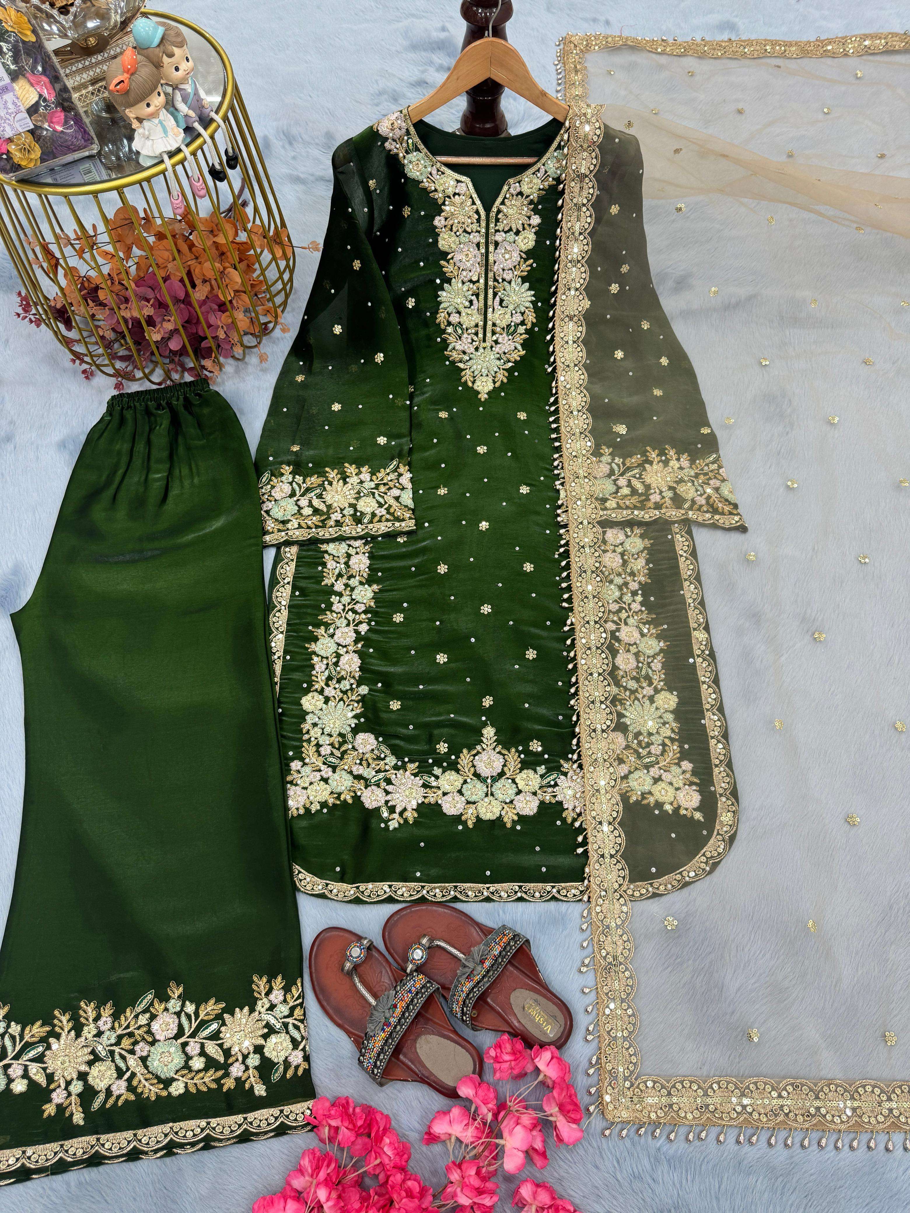 AD 199 SILK HEAVY DESIGNER WORK PARTY WEAR LOOK LADIES SUIT