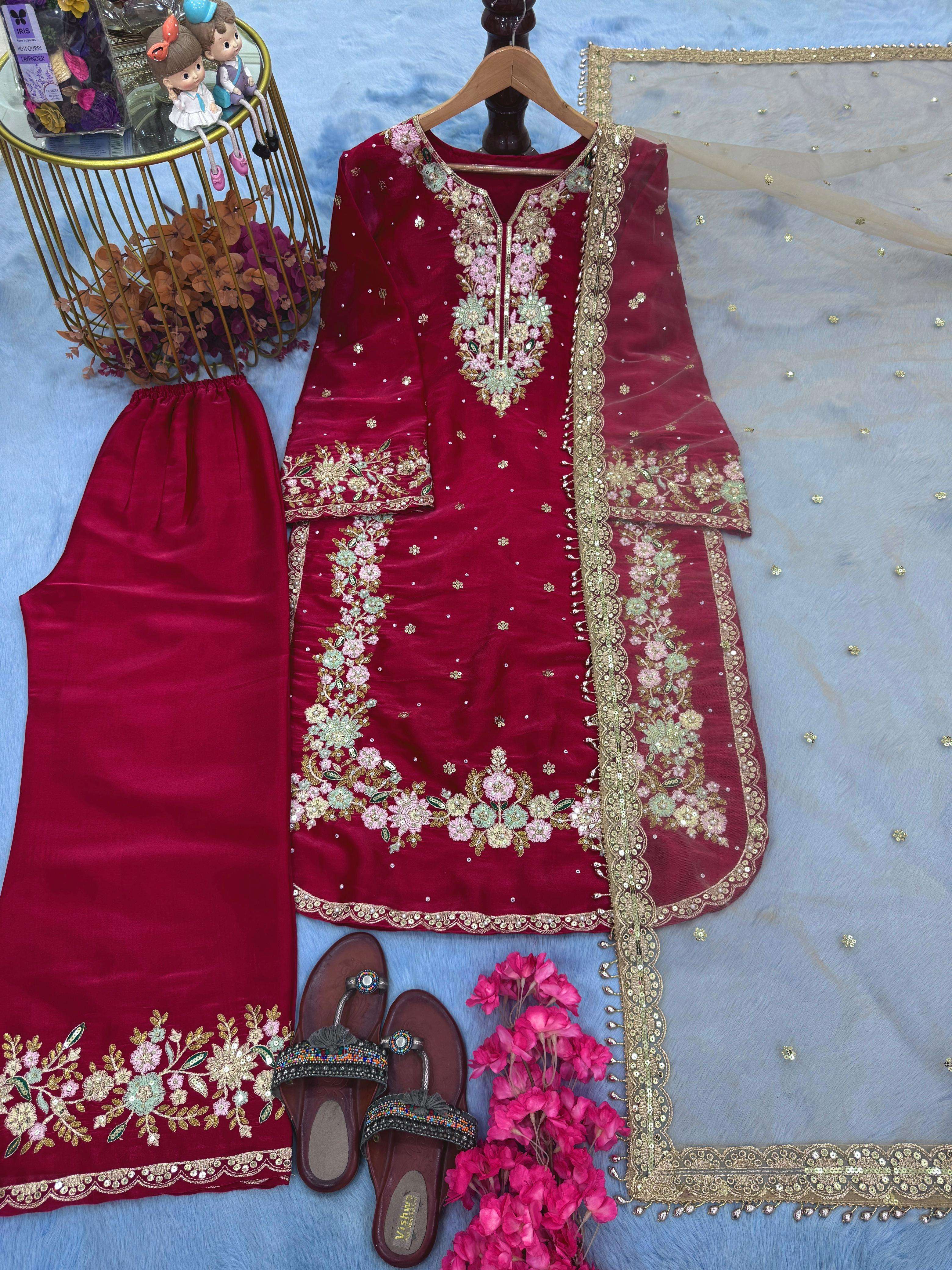 AD 199 SILK HEAVY DESIGNER WORK PARTY WEAR LOOK LADIES SUIT