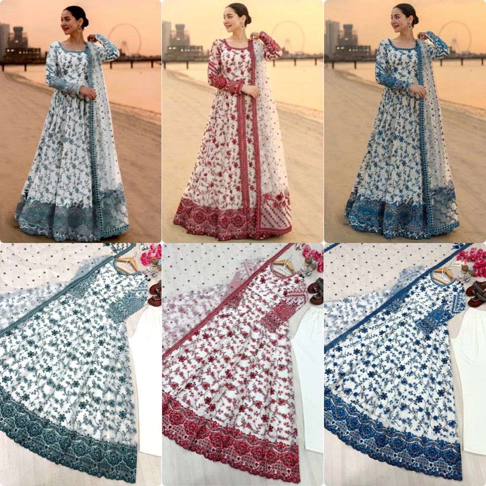 AD 227 GEORGETTE DESIGNER DESIGNER WORK EID WEAR LONG GOWN STYLE PAKISTANI SUIT