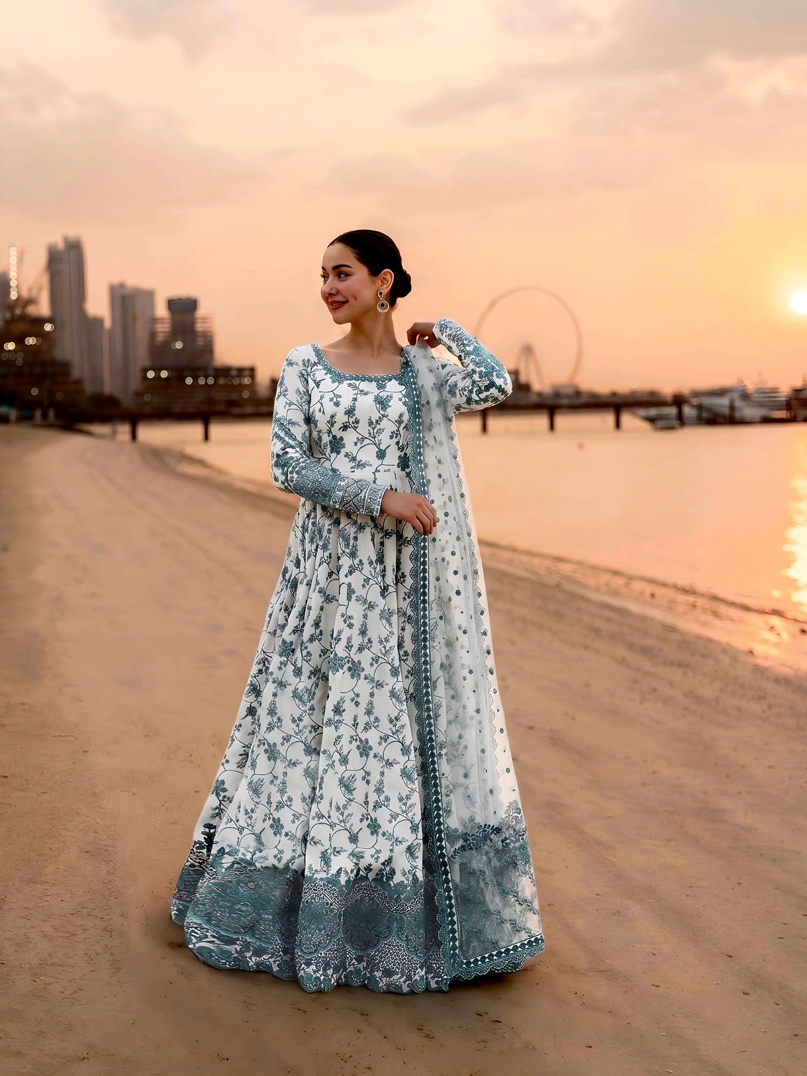 AD 227 GEORGETTE DESIGNER DESIGNER WORK EID WEAR LONG GOWN STYLE PAKISTANI SUIT