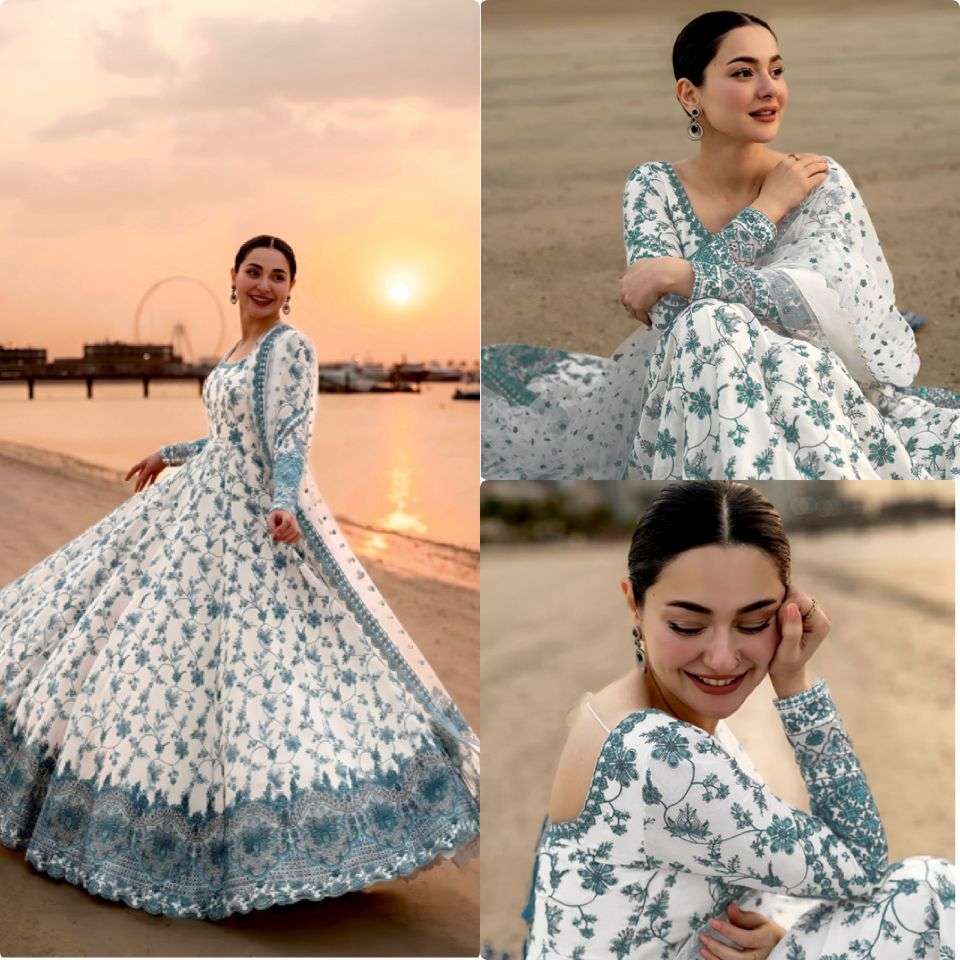 AD 227 GEORGETTE DESIGNER DESIGNER WORK EID WEAR LONG GOWN STYLE PAKISTANI SUIT