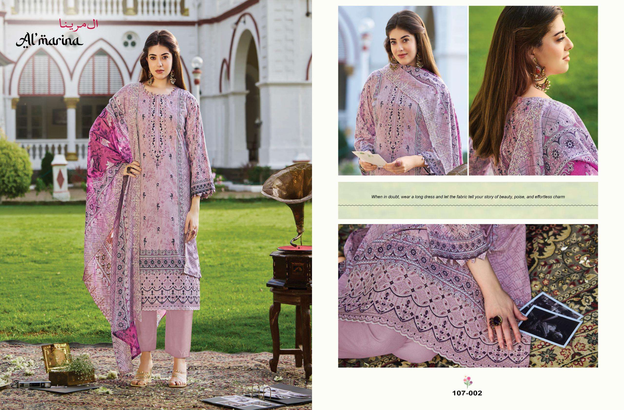 AL MARINA ALFAAZ COTTON DIGITAL PRINT WITH EMBROIDERY WORK SUIT