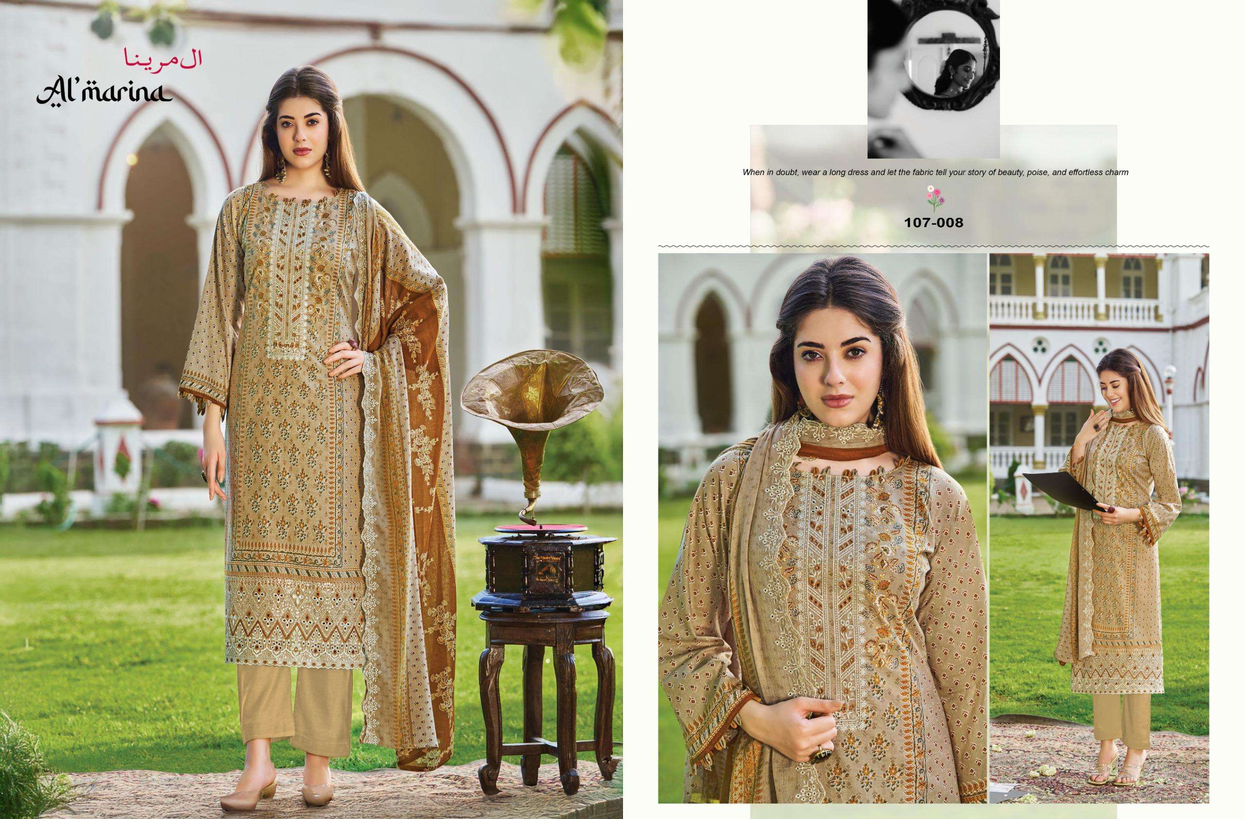 AL MARINA ALFAAZ COTTON DIGITAL PRINT WITH EMBROIDERY WORK SUIT