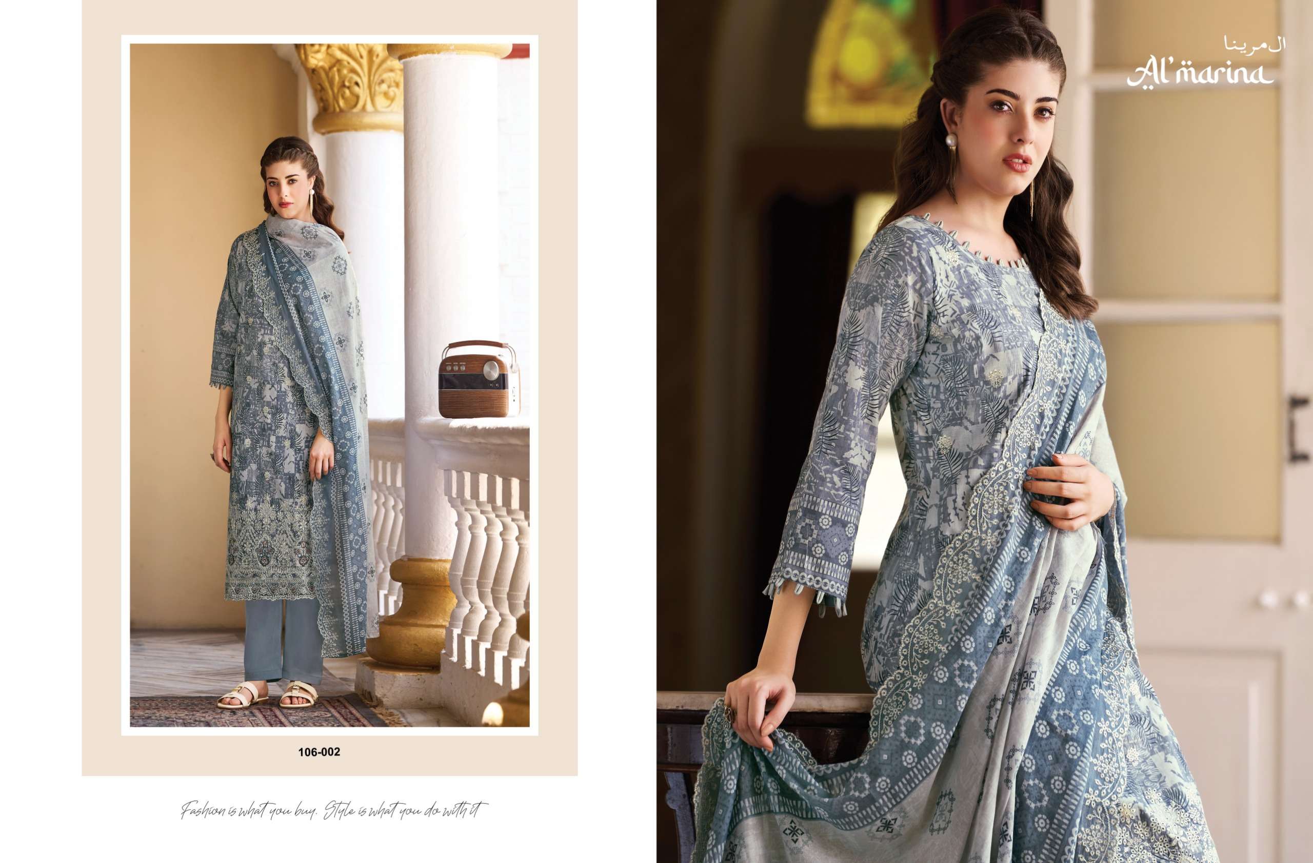 AL MARINA CHIKANKARI VOL 4 COTTON DIGITAL PRINT WITH EMBROIDERY WORK SUIT