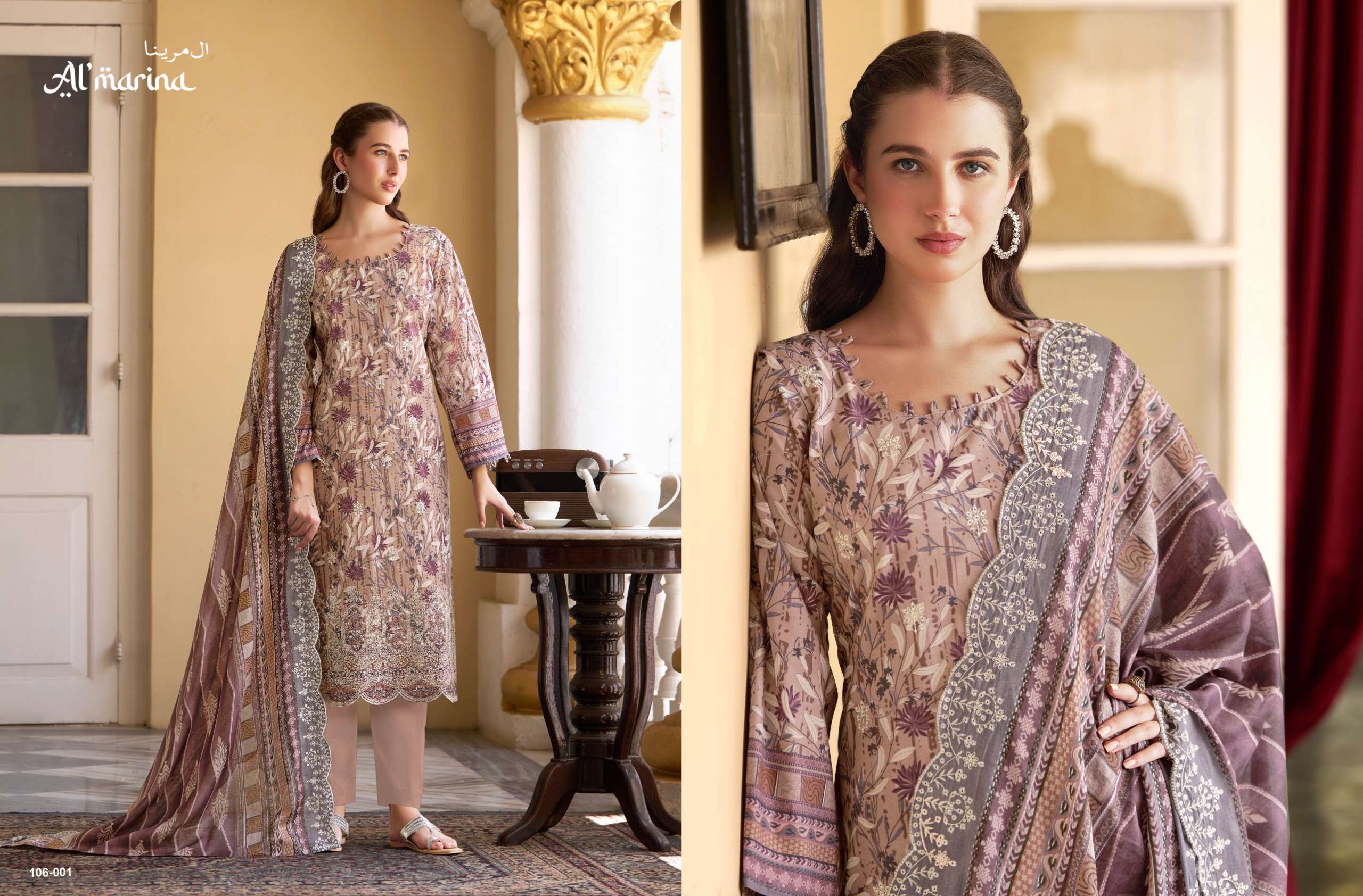 AL MARINA CHIKANKARI VOL 4 COTTON DIGITAL PRINT WITH EMBROIDERY WORK SUIT
