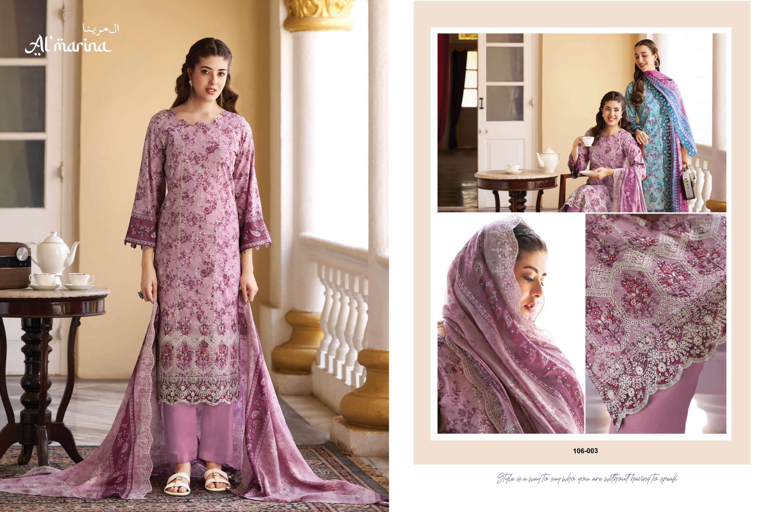 AL MARINA CHIKANKARI VOL 4 COTTON DIGITAL PRINT WITH EMBROIDERY WORK SUIT