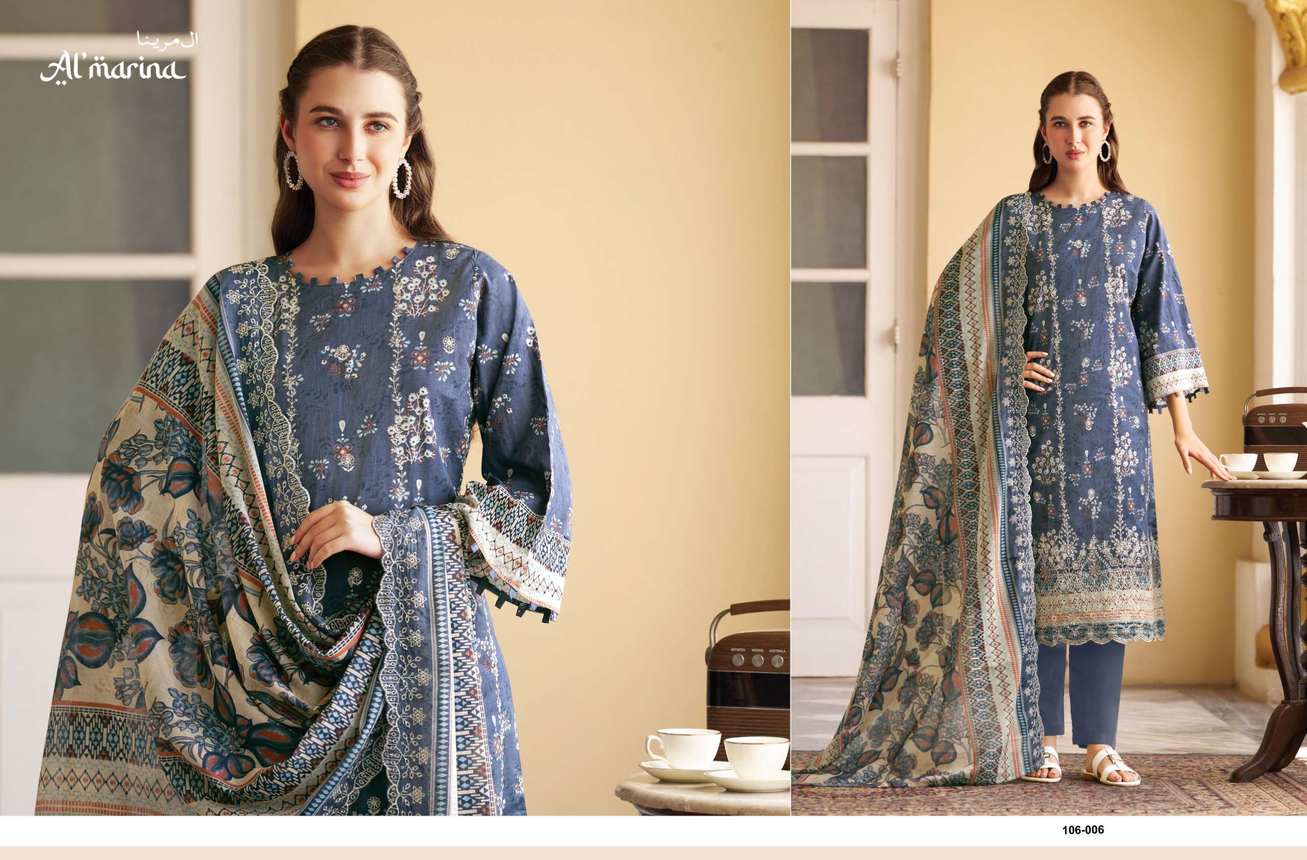 AL MARINA CHIKANKARI VOL 4 COTTON DIGITAL PRINT WITH EMBROIDERY WORK SUIT