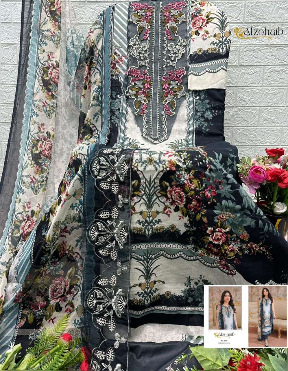 AL ZOHAIB AALIYAH VOL 1 COTTON PATCH EMBROIDERY WORK SALWAR KAMEEZ 