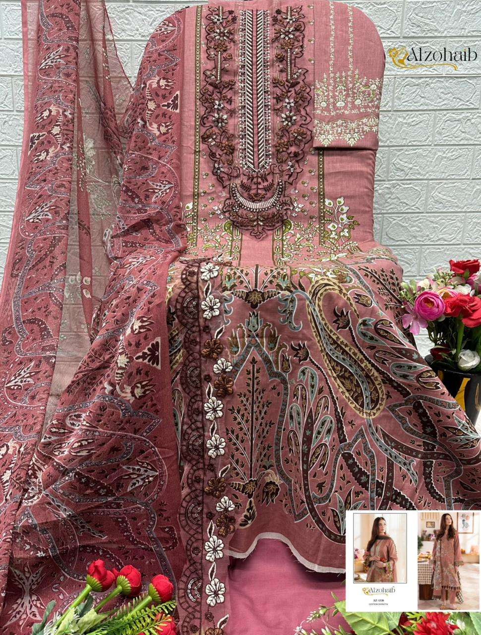 AL ZOHAIB AYESHA VOL 1 COTTON WITH HEAVY PATCH EMBROIDERY WORK SUIT