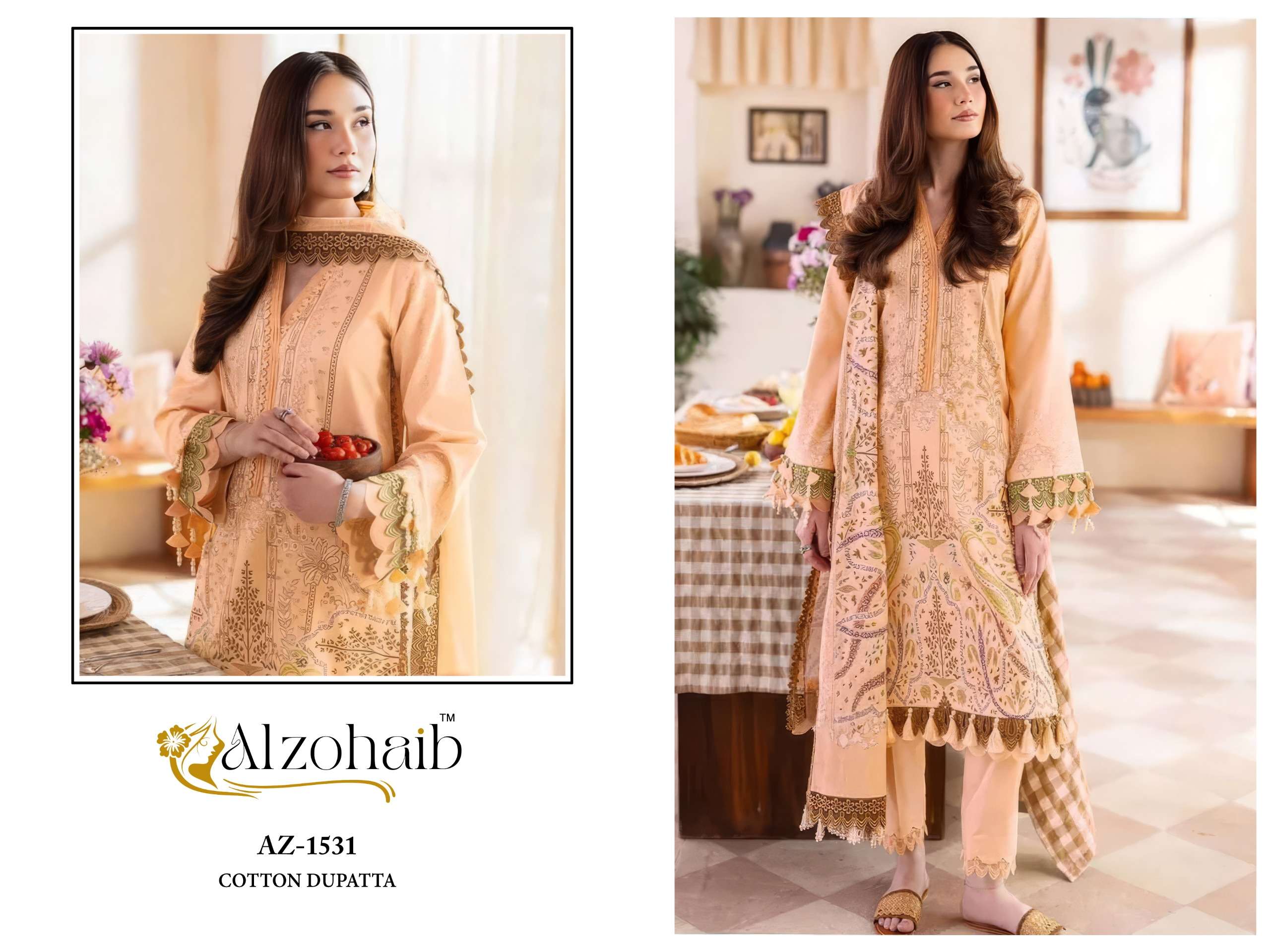 AL ZOHAIB AYESHA VOL 1 COTTON WITH HEAVY PATCH EMBROIDERY WORK SUIT
