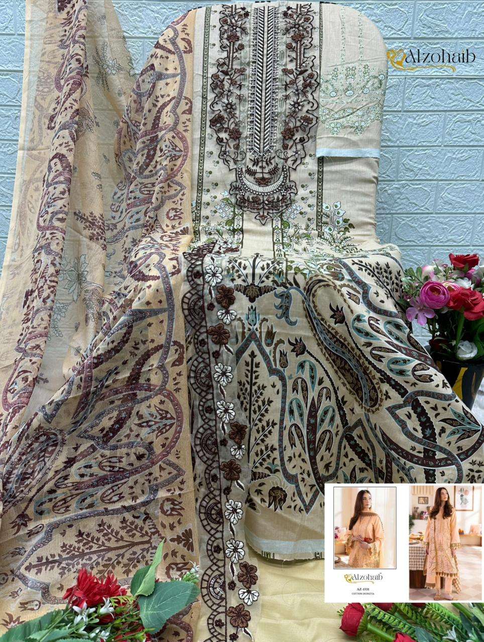 AL ZOHAIB AYESHA VOL 1 COTTON WITH HEAVY PATCH EMBROIDERY WORK SUIT