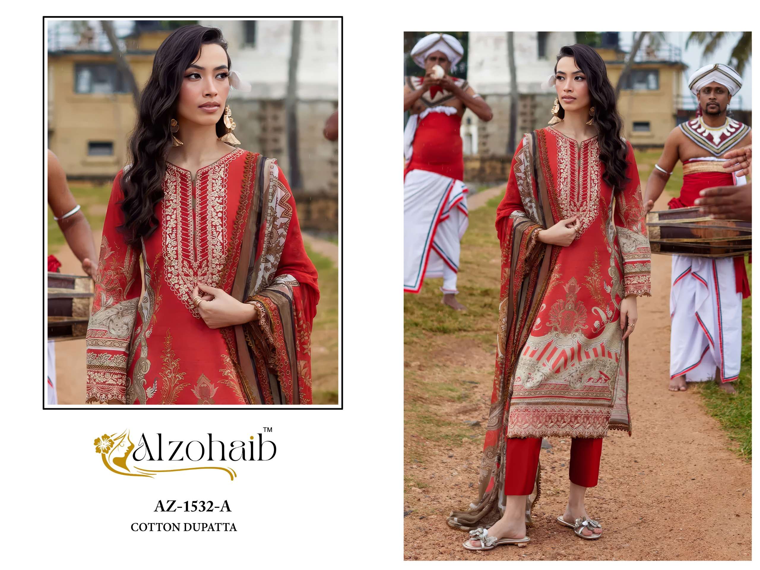 AL ZOHAIB AYESHA VOL 1 COTTON WITH HEAVY PATCH EMBROIDERY WORK SUIT