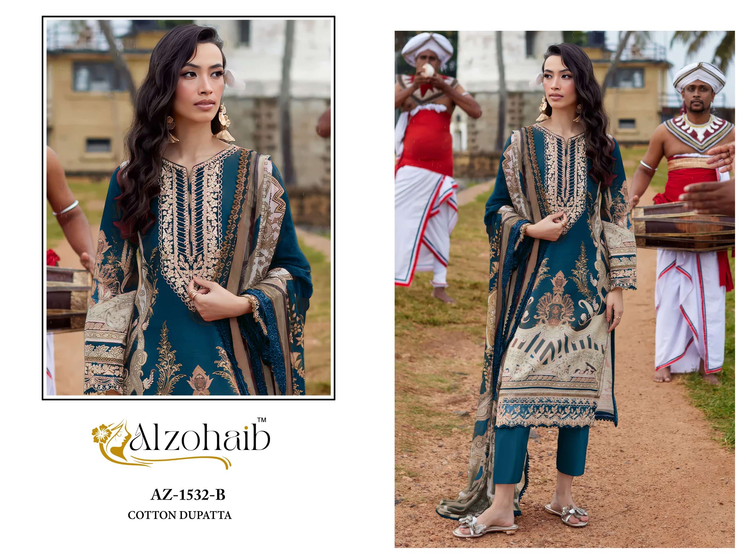 AL ZOHAIB AYESHA VOL 1 COTTON WITH HEAVY PATCH EMBROIDERY WORK SUIT
