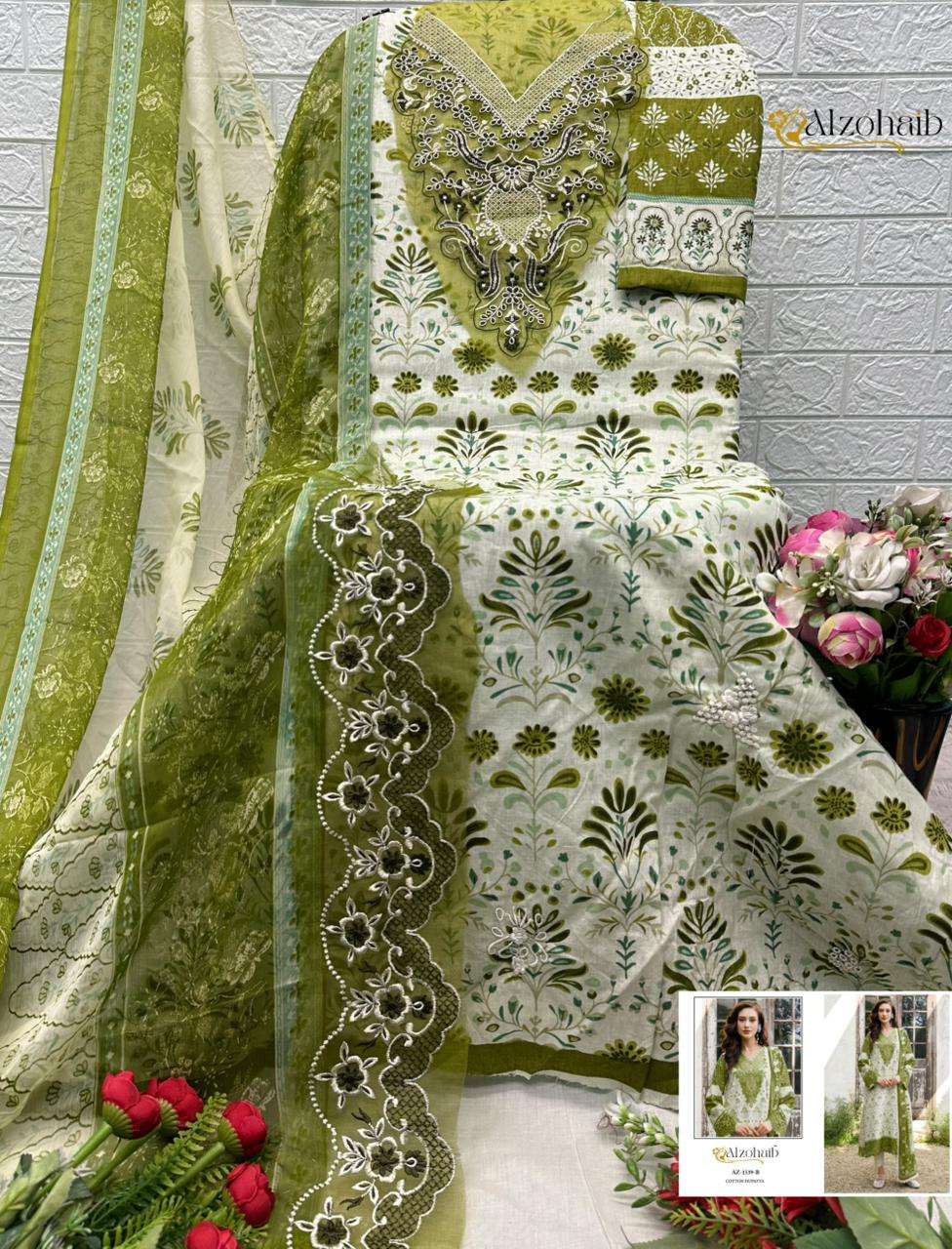 AL ZOHAIB INNAYA COTTON HEAVY PATCH EMBROIDERY WORK PAKISTANI SUIT