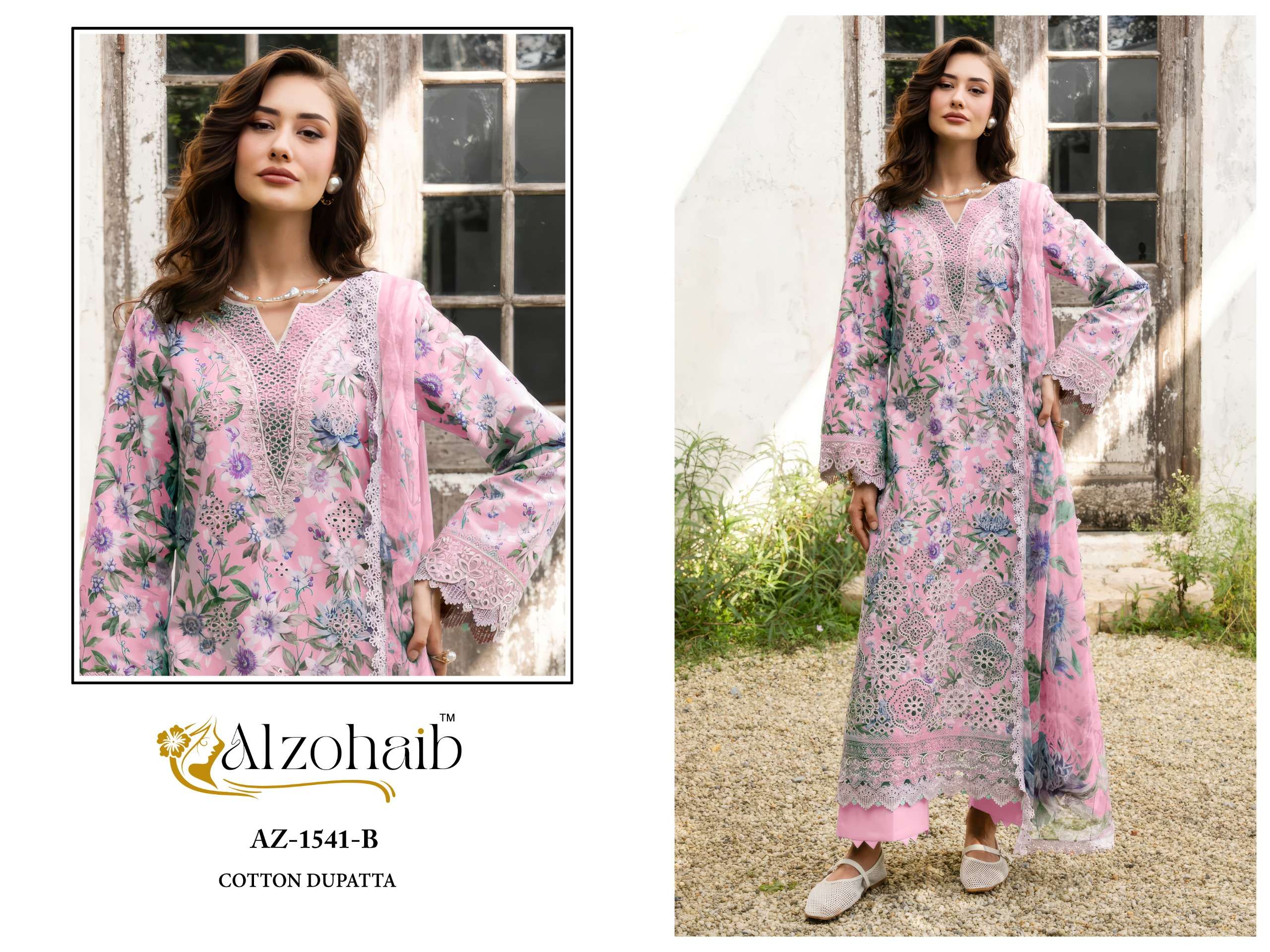 AL ZOHAIB INNAYA COTTON HEAVY PATCH EMBROIDERY WORK PAKISTANI SUIT