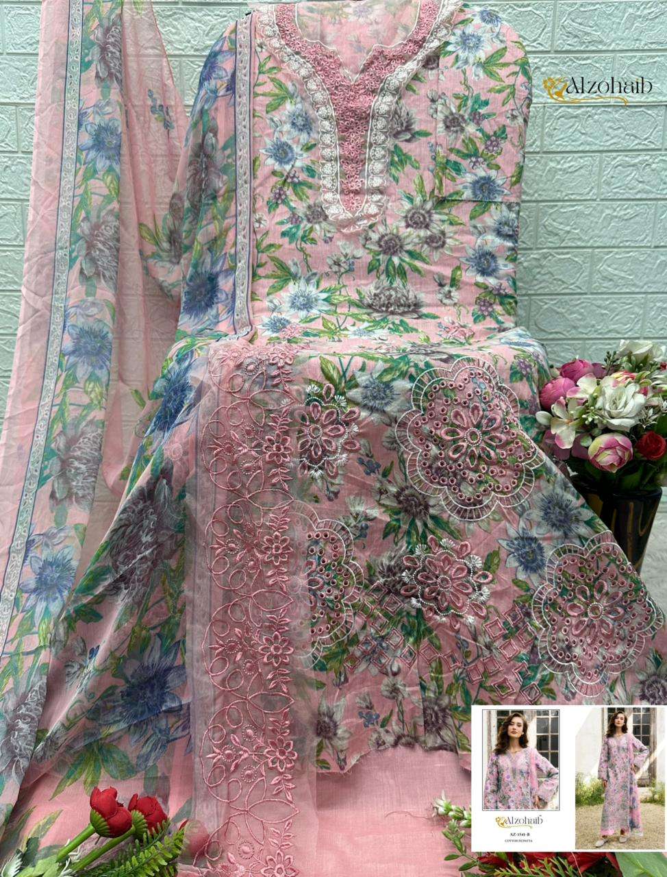 AL ZOHAIB INNAYA COTTON HEAVY PATCH EMBROIDERY WORK PAKISTANI SUIT