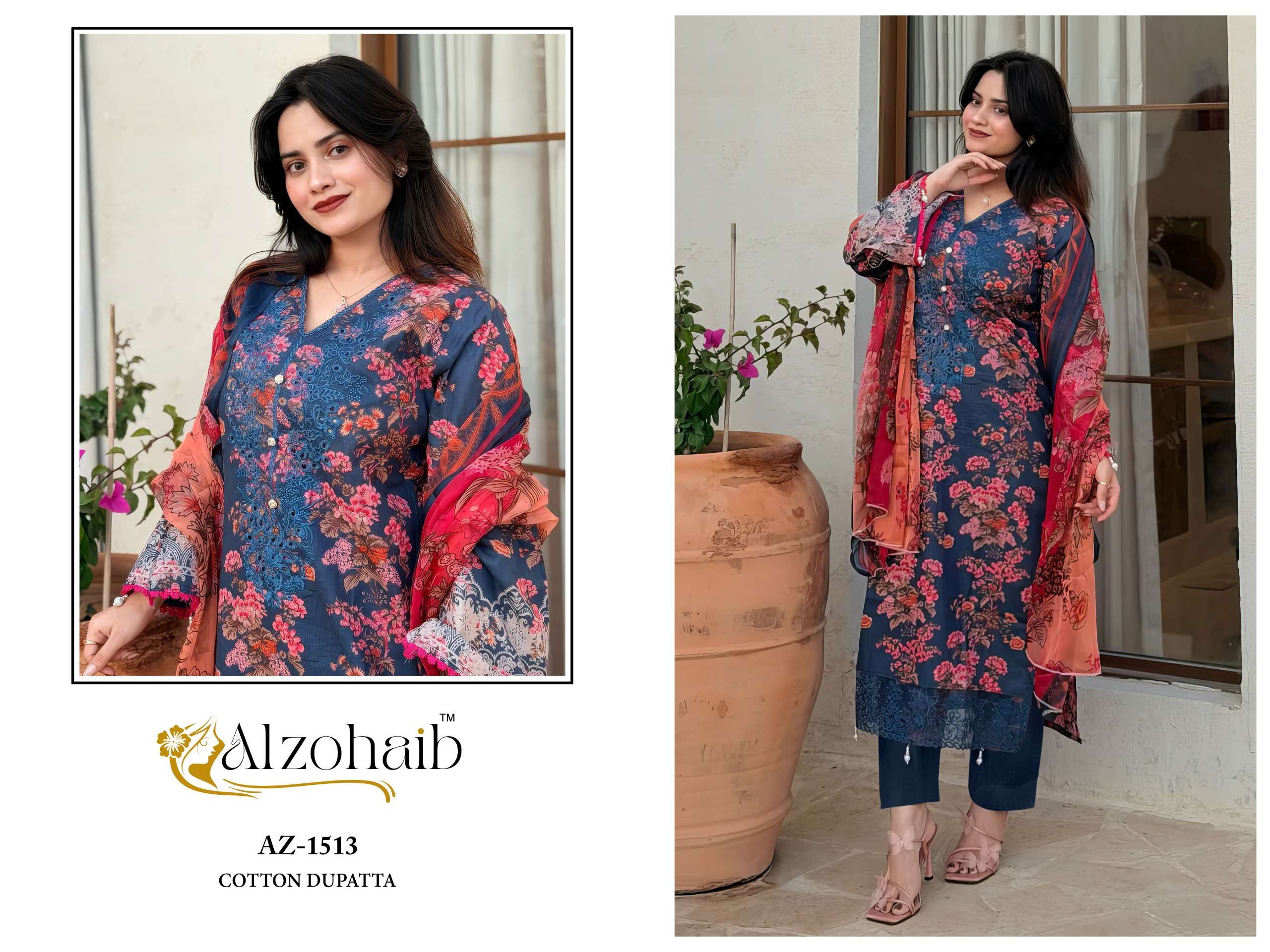 AL ZOHAIB RIYASAT COTTON PATCH EMBROIDERY WORK SALWAR KAMEEZ 