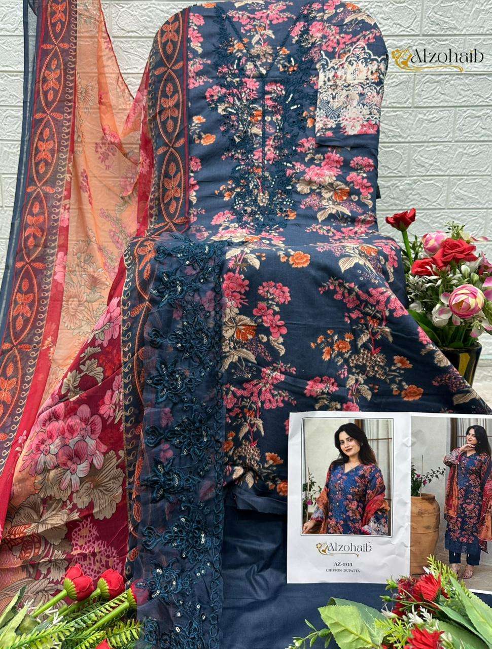 AL ZOHAIB RIYASAT COTTON PATCH EMBROIDERY WORK SALWAR KAMEEZ 
