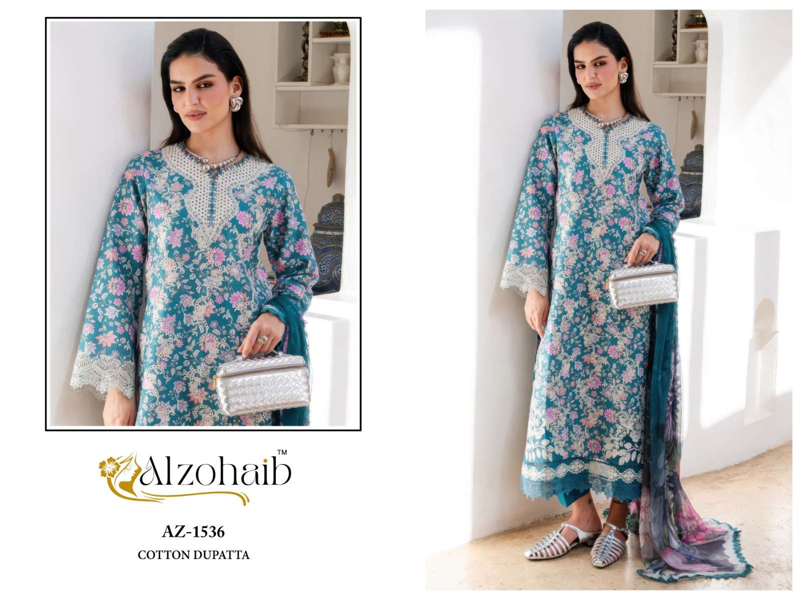 AL ZOHAIB ZAHRA VOL 1 COTTON HEAVY PATCH EMBROIDERY WORK SALWAR KAMEEZ 