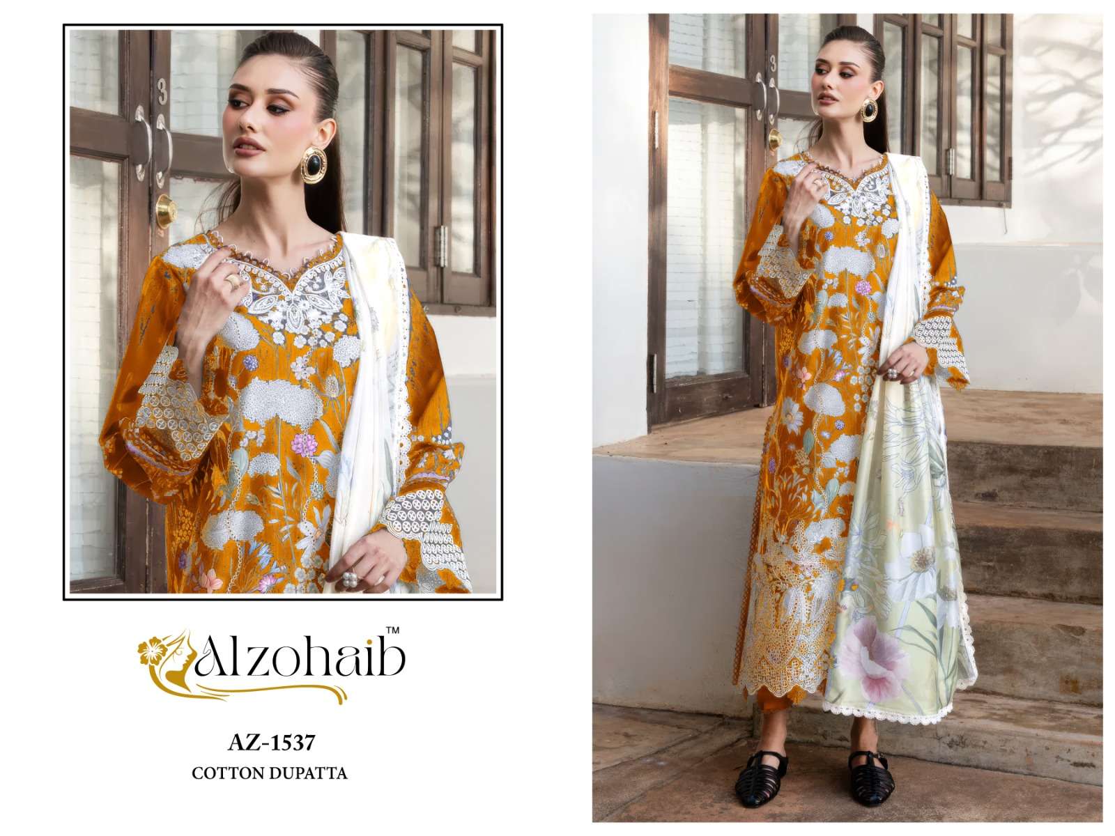 AL ZOHAIB ZAHRA VOL 1 COTTON HEAVY PATCH EMBROIDERY WORK SALWAR KAMEEZ 