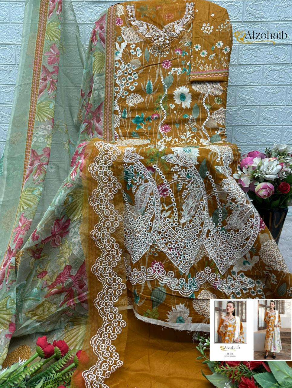 AL ZOHAIB ZAHRA VOL 1 COTTON HEAVY PATCH EMBROIDERY WORK SALWAR KAMEEZ 