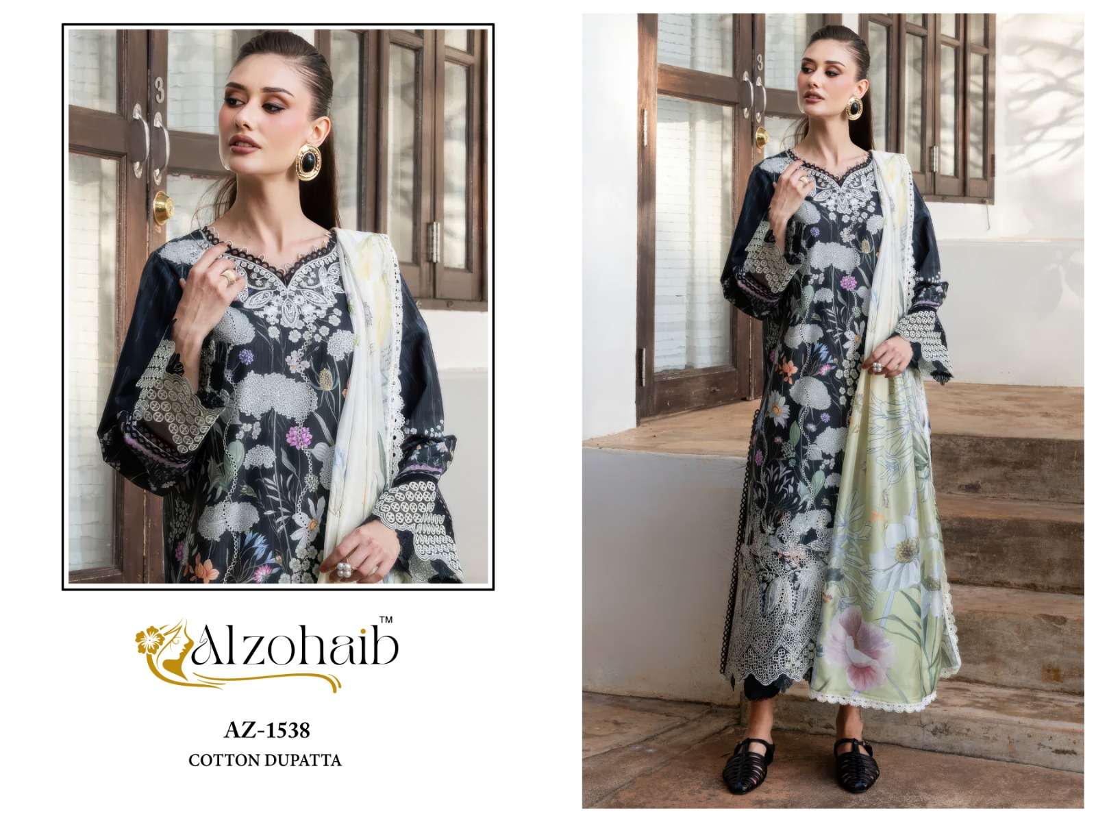 AL ZOHAIB ZAHRA VOL 1 COTTON HEAVY PATCH EMBROIDERY WORK SALWAR KAMEEZ 