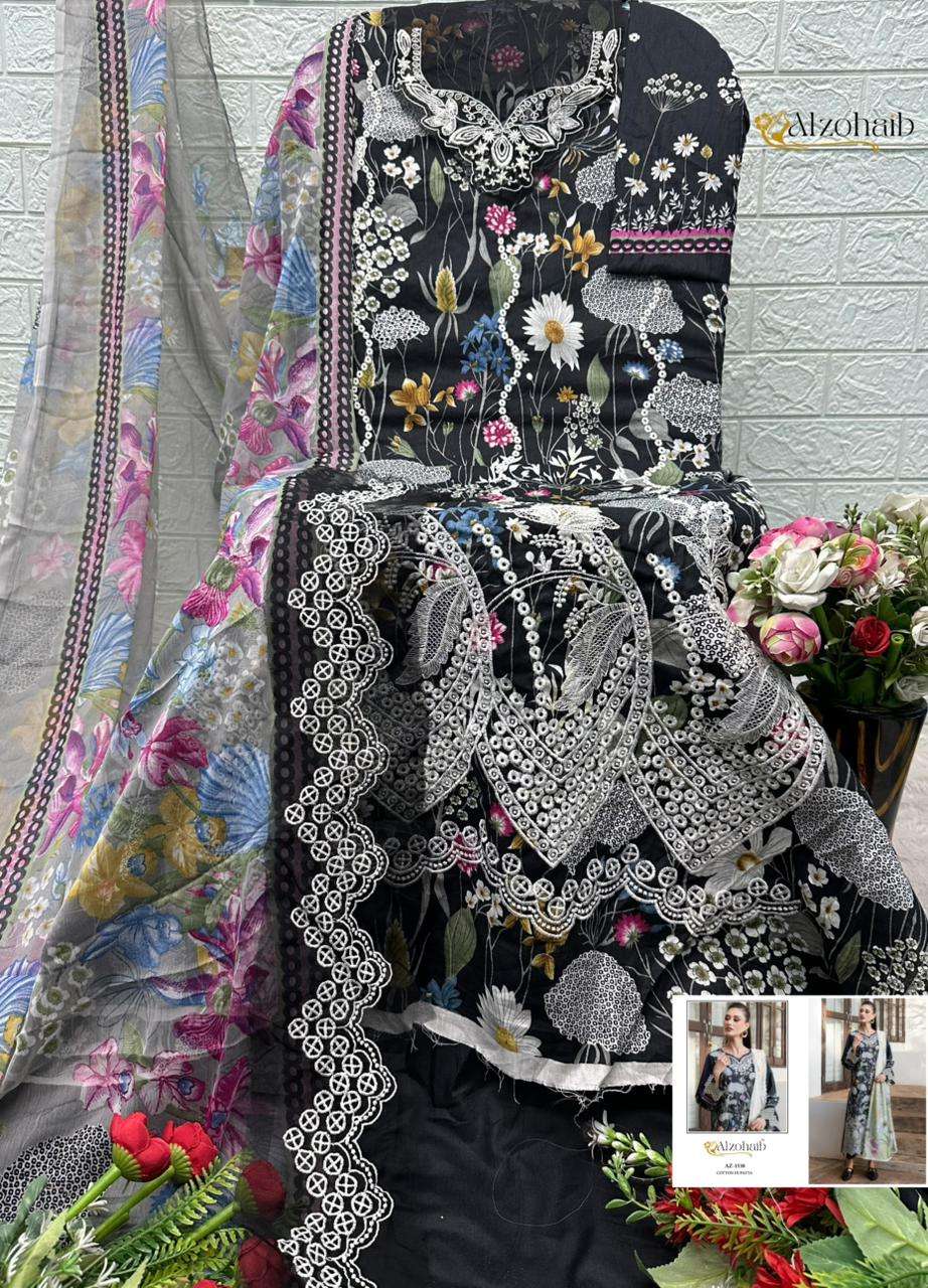 AL ZOHAIB ZAHRA VOL 1 COTTON HEAVY PATCH EMBROIDERY WORK SALWAR KAMEEZ 