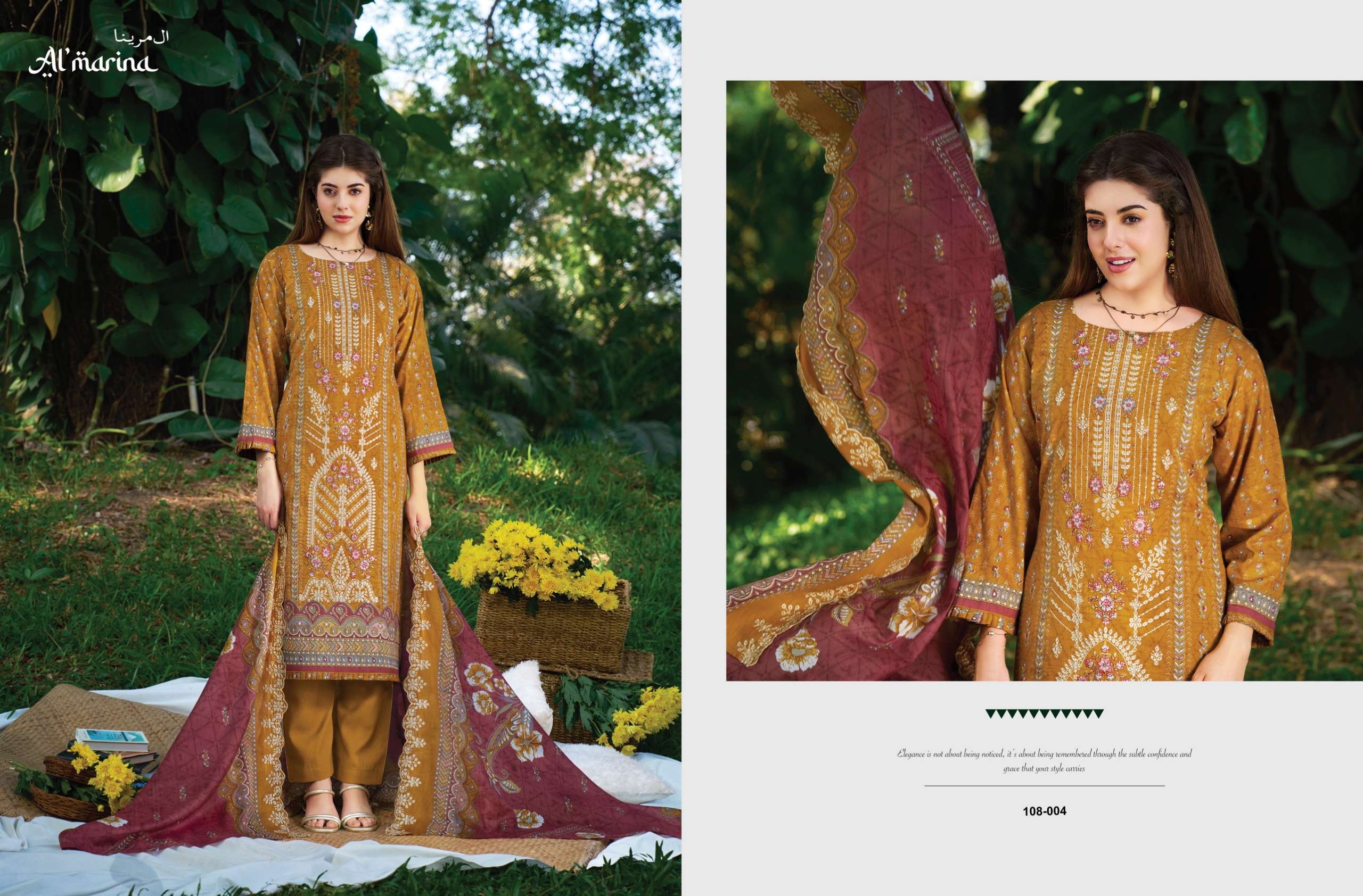 ALMARINA SUKOON E SAFAR COTTON DIGITAL PRINT WITH CHIKANKARI WORK SUIT