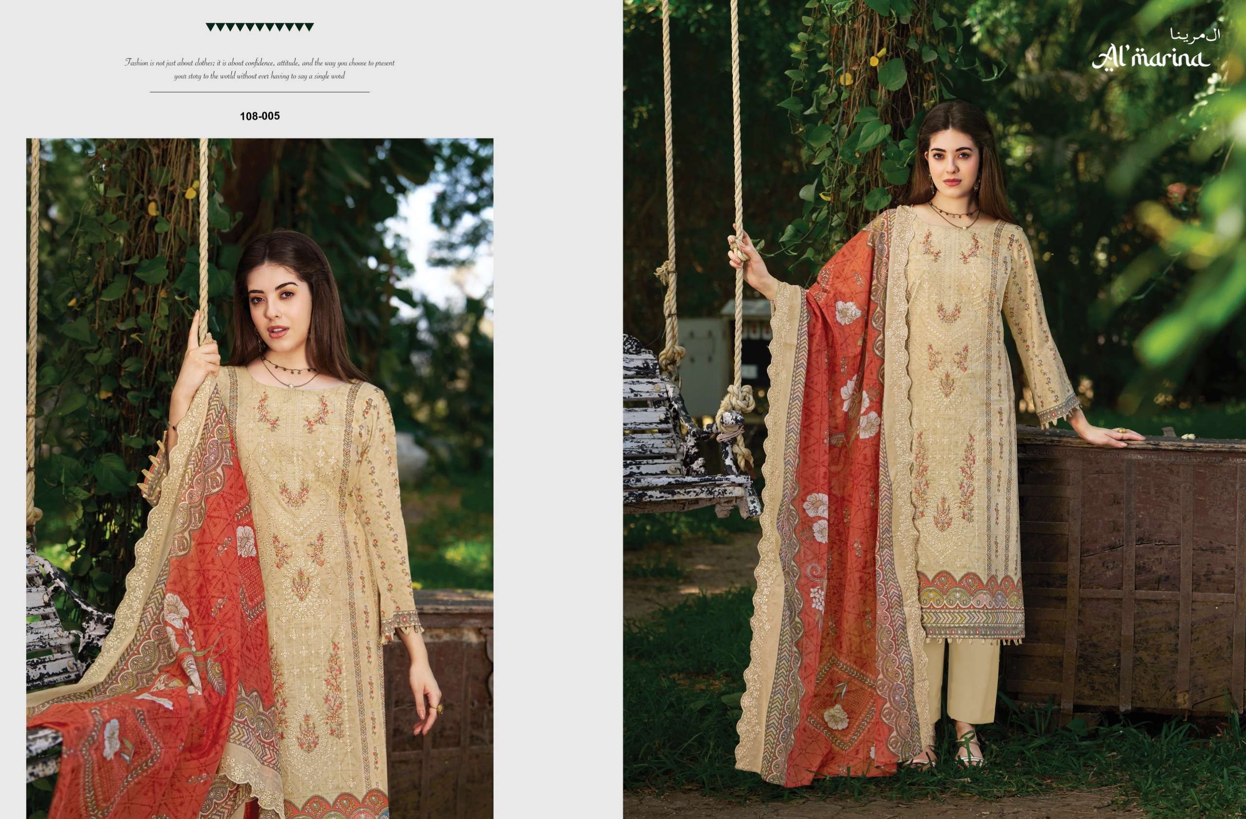 ALMARINA SUKOON E SAFAR COTTON DIGITAL PRINT WITH CHIKANKARI WORK SUIT