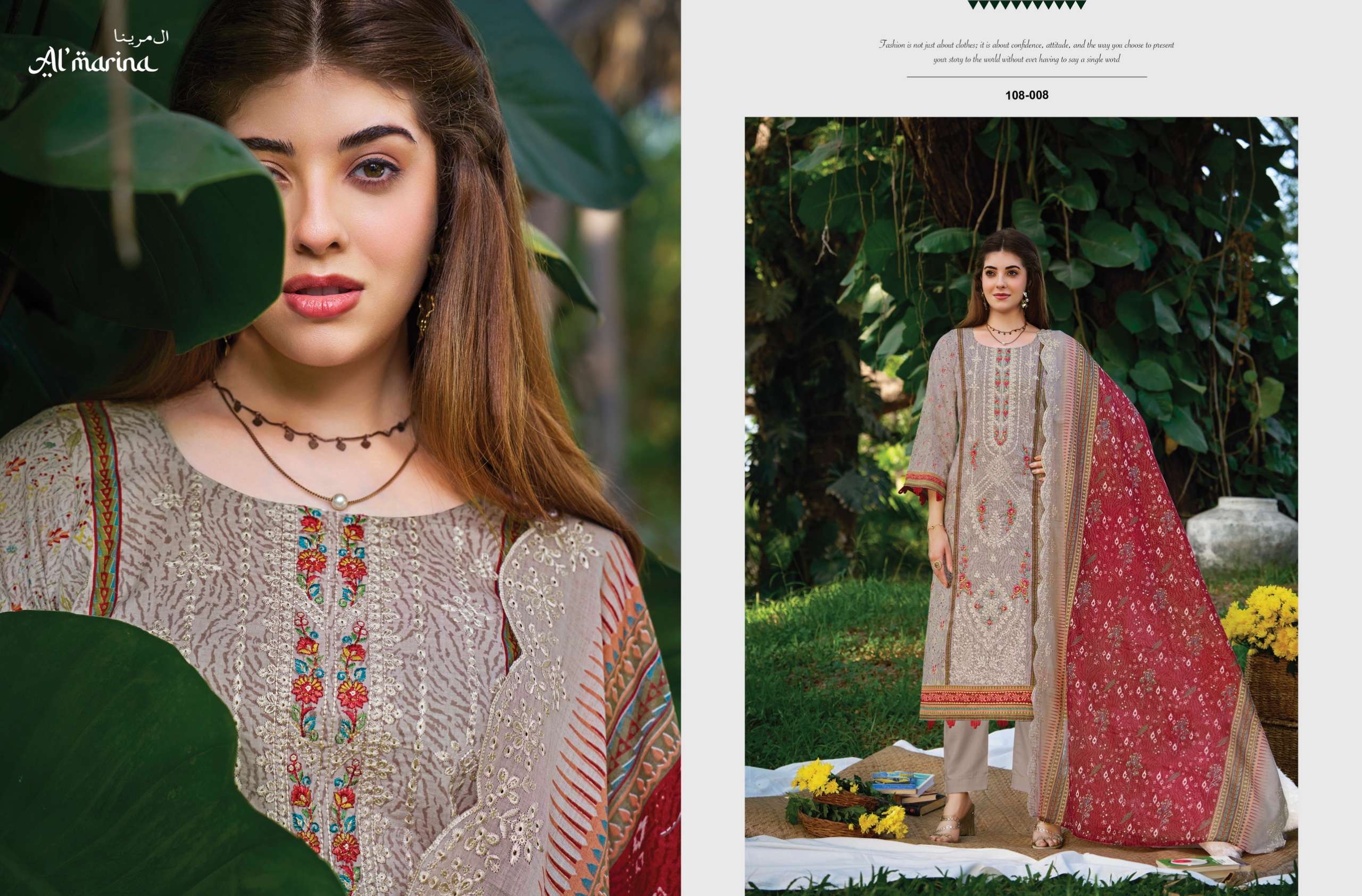 ALMARINA SUKOON E SAFAR COTTON DIGITAL PRINT WITH CHIKANKARI WORK SUIT
