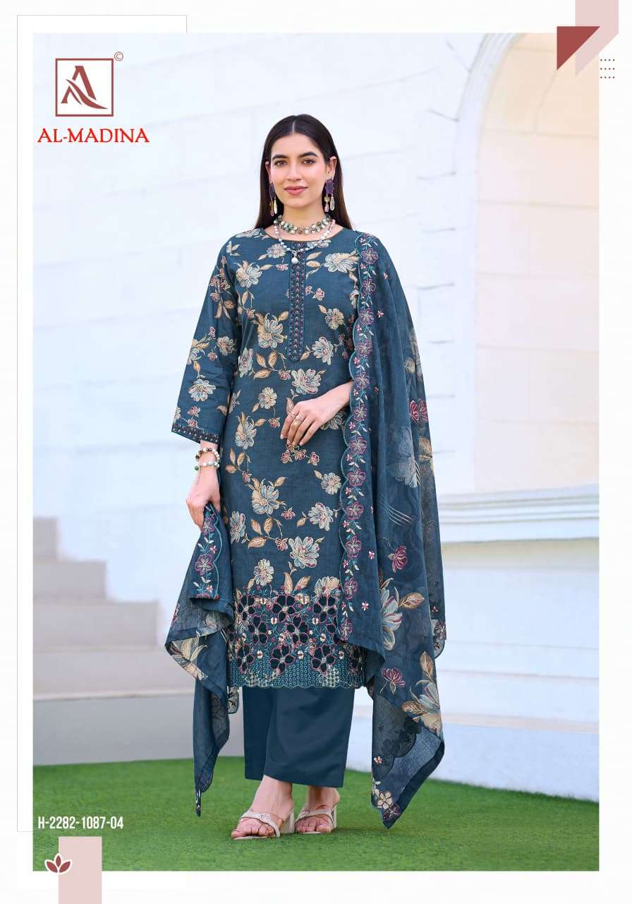 ALOK SUITS AL MADINA COTTON FOIL PRINT WITH FANCY EMBROIDERY WORK SUIT