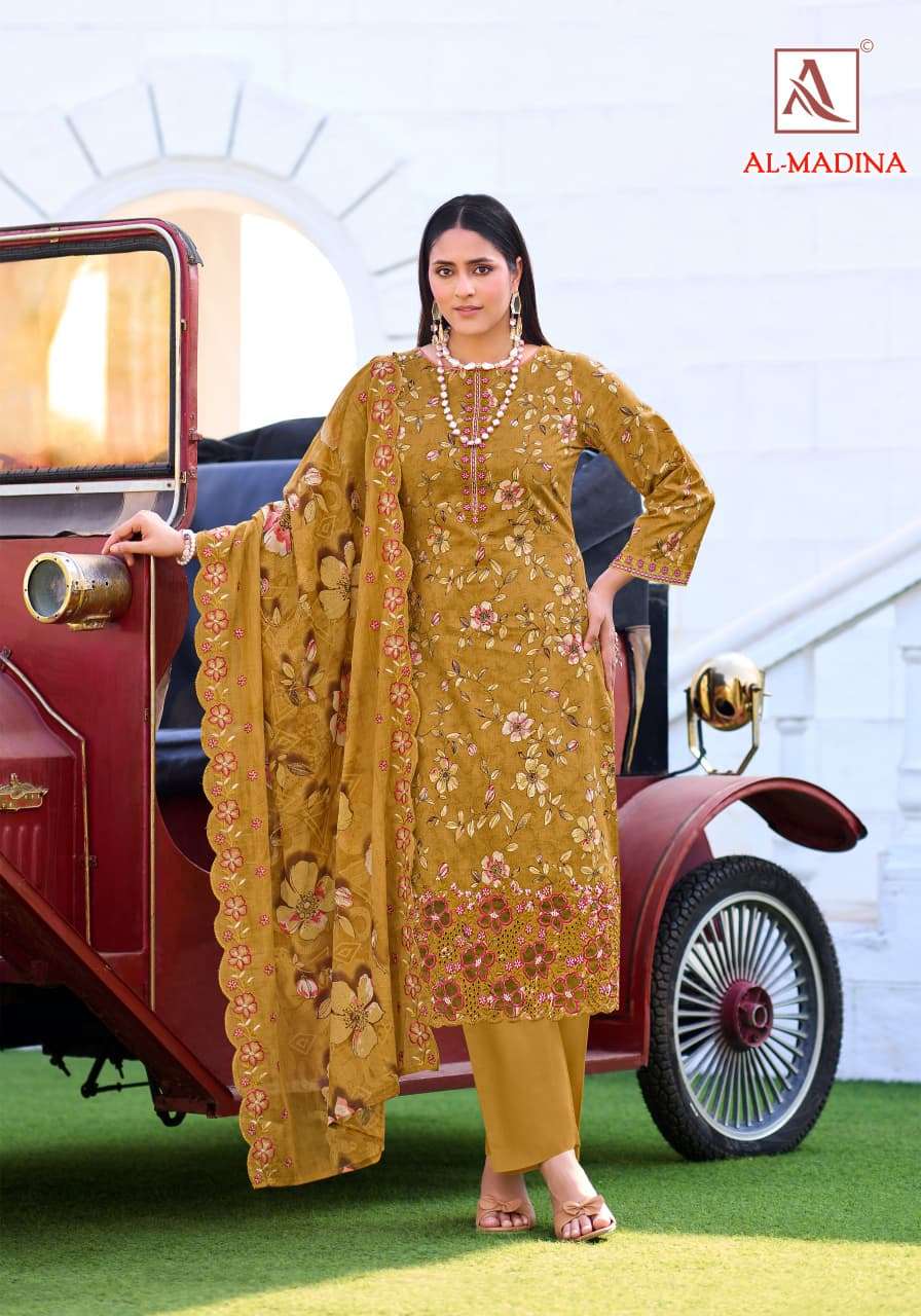 ALOK SUITS AL MADINA COTTON FOIL PRINT WITH FANCY EMBROIDERY WORK SUIT