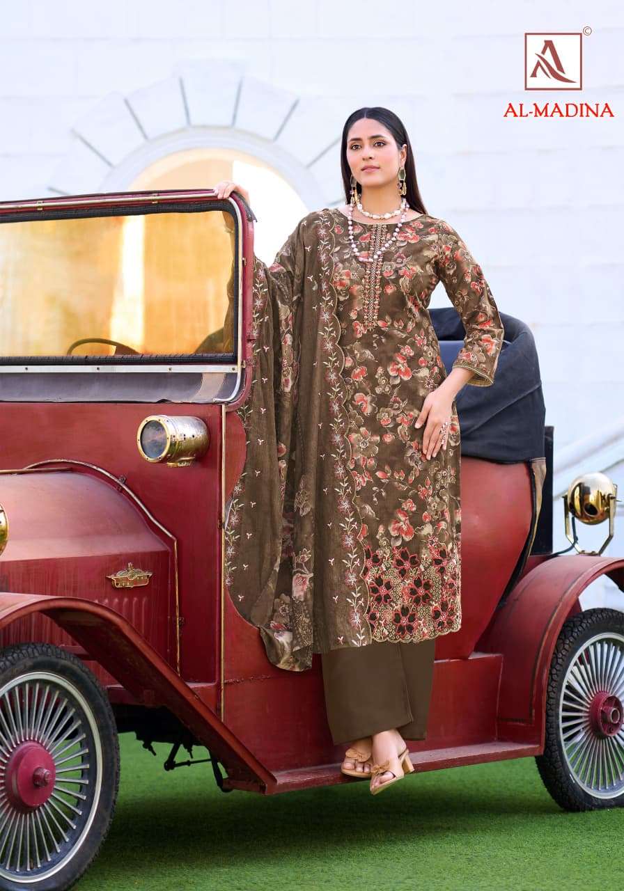 ALOK SUITS AL MADINA COTTON FOIL PRINT WITH FANCY EMBROIDERY WORK SUIT