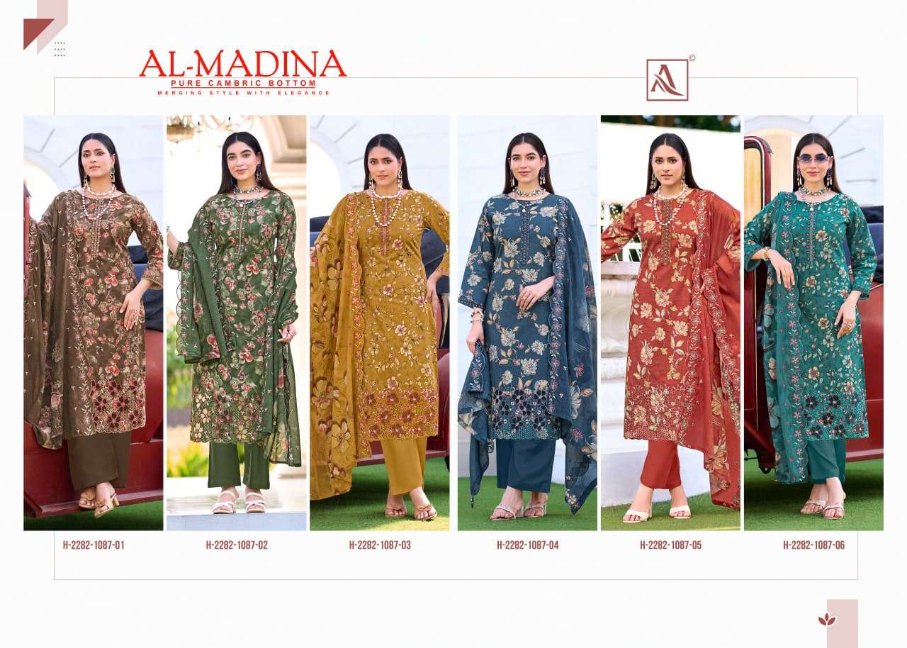 ALOK SUITS AL MADINA COTTON FOIL PRINT WITH FANCY EMBROIDERY WORK SUIT