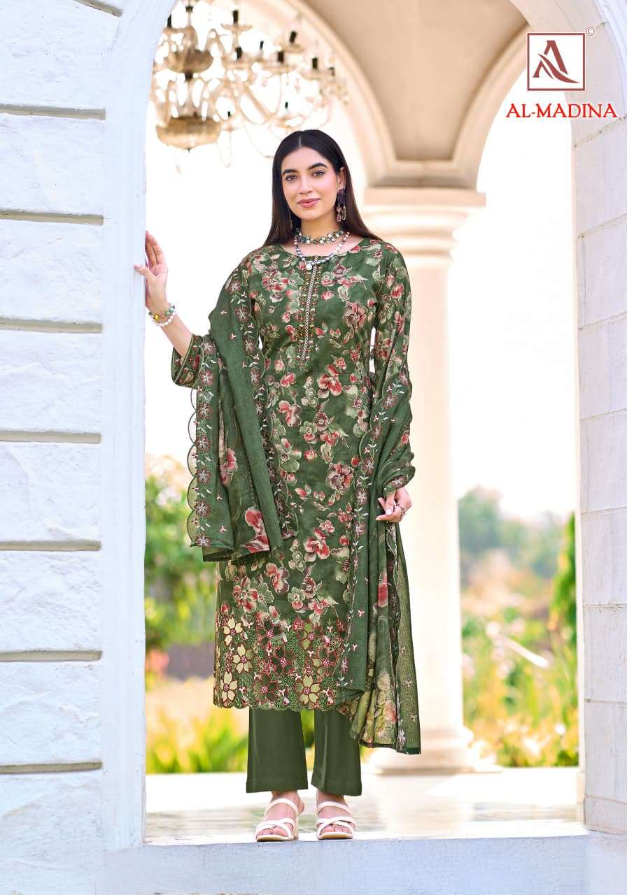 ALOK SUITS AL MADINA COTTON FOIL PRINT WITH FANCY EMBROIDERY WORK SUIT