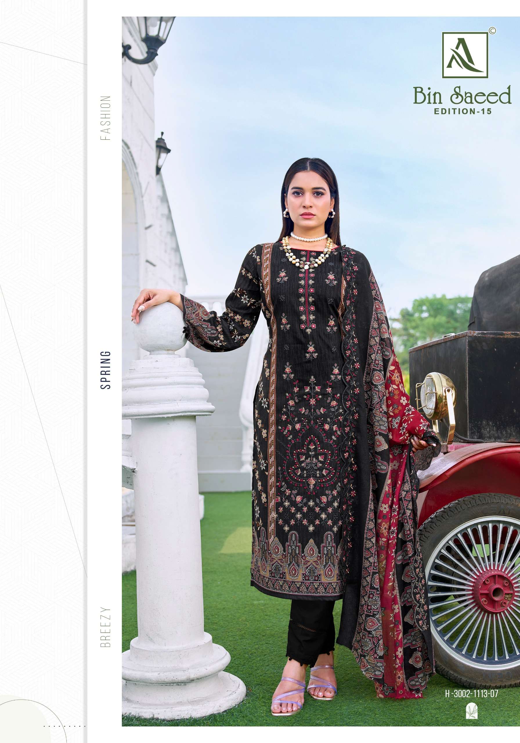 ALOK SUITS BIN SAEED VOL 15 COTTON DIGITAL PRINTS WITH FANCY WORK SUIT