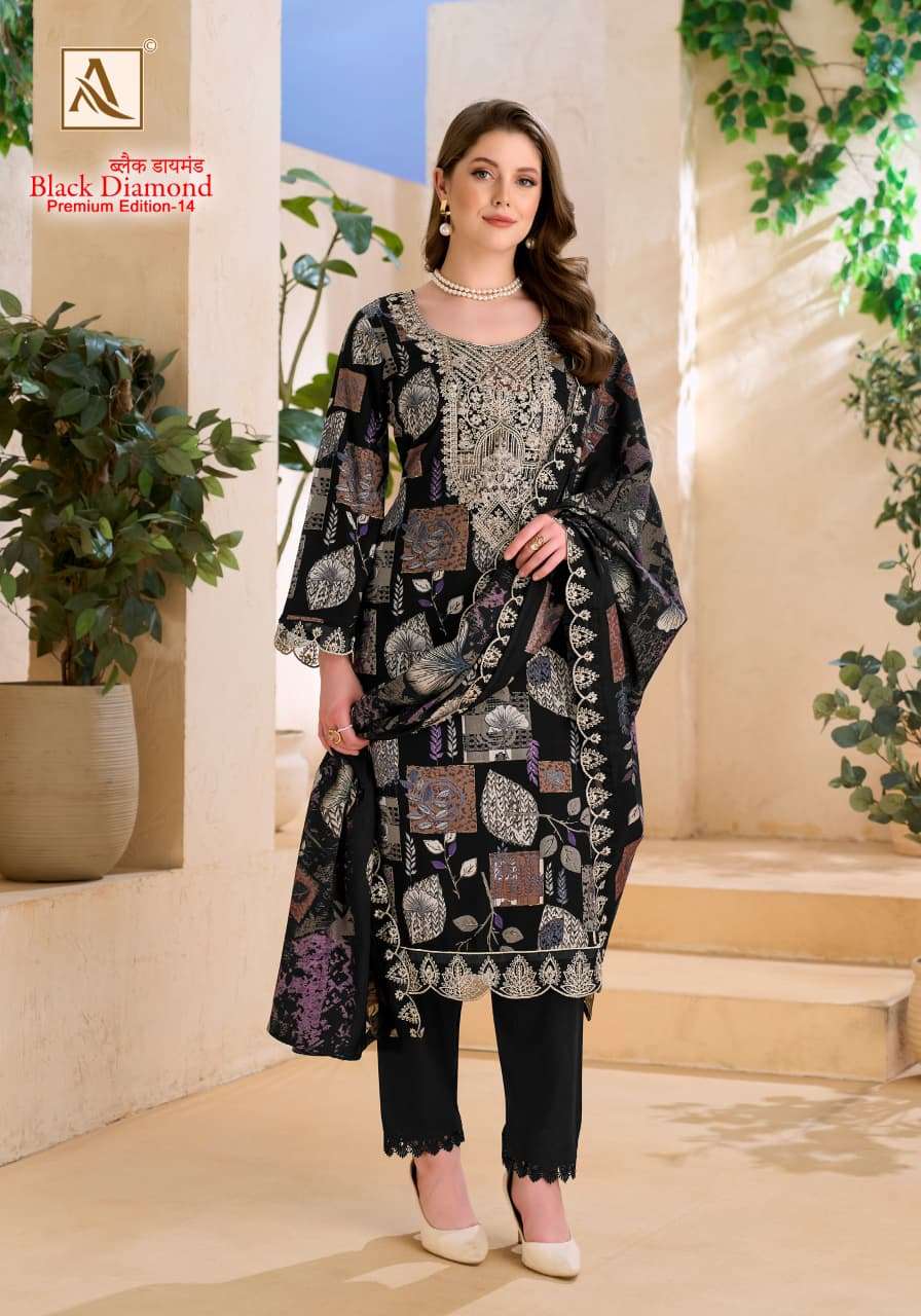 ALOK SUITS BLACK DIAMOND EDITION 14 RAYON FANCY EMBROIDERIS WORK SUIT
