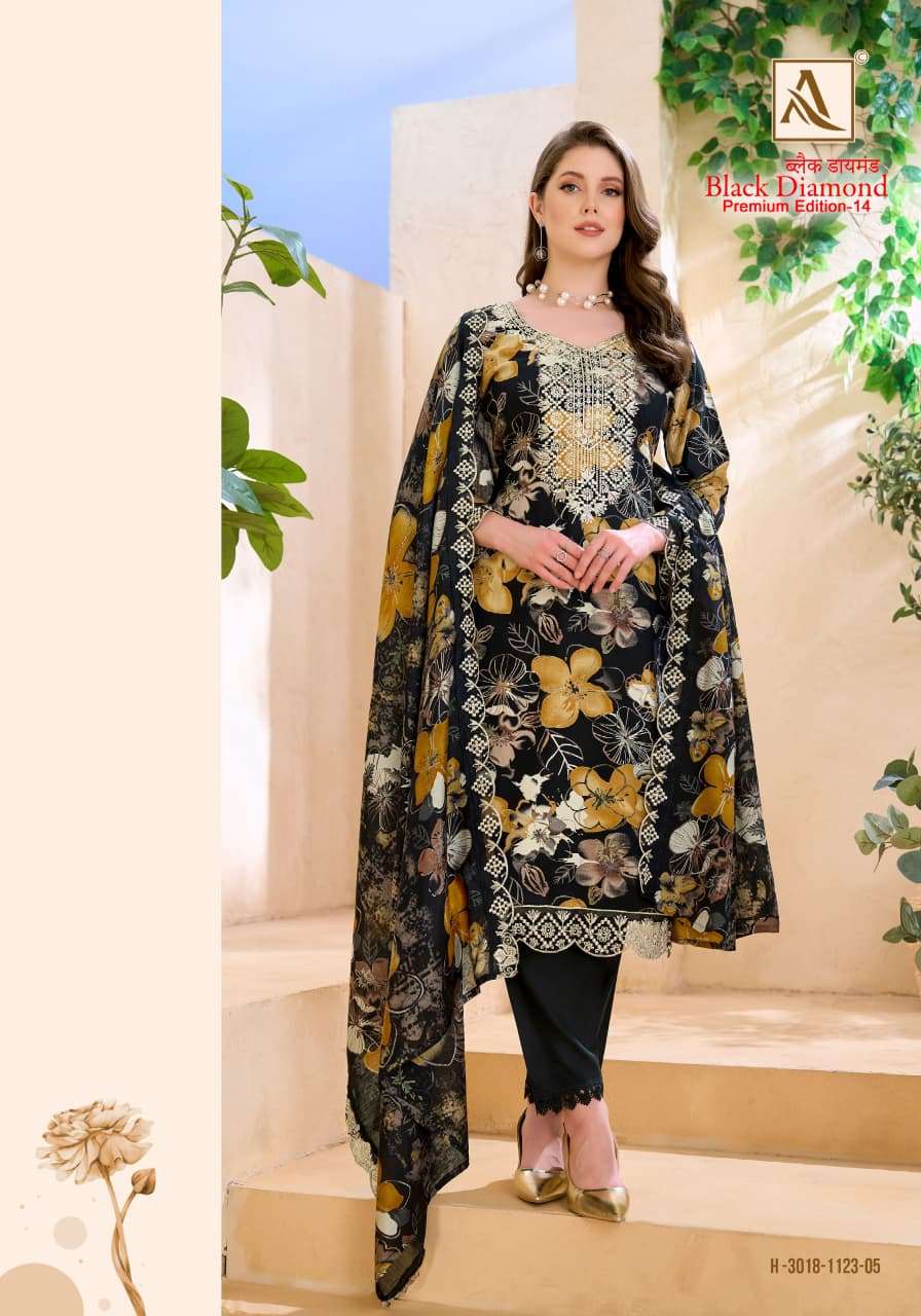 ALOK SUITS BLACK DIAMOND EDITION 14 RAYON FANCY EMBROIDERIS WORK SUIT
