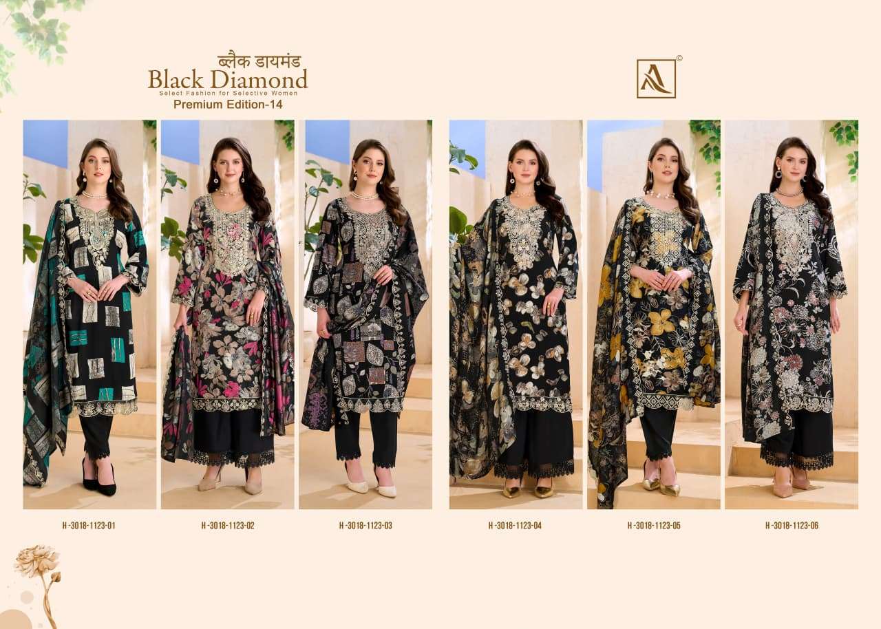 ALOK SUITS BLACK DIAMOND EDITION 14 RAYON FANCY EMBROIDERIS WORK SUIT