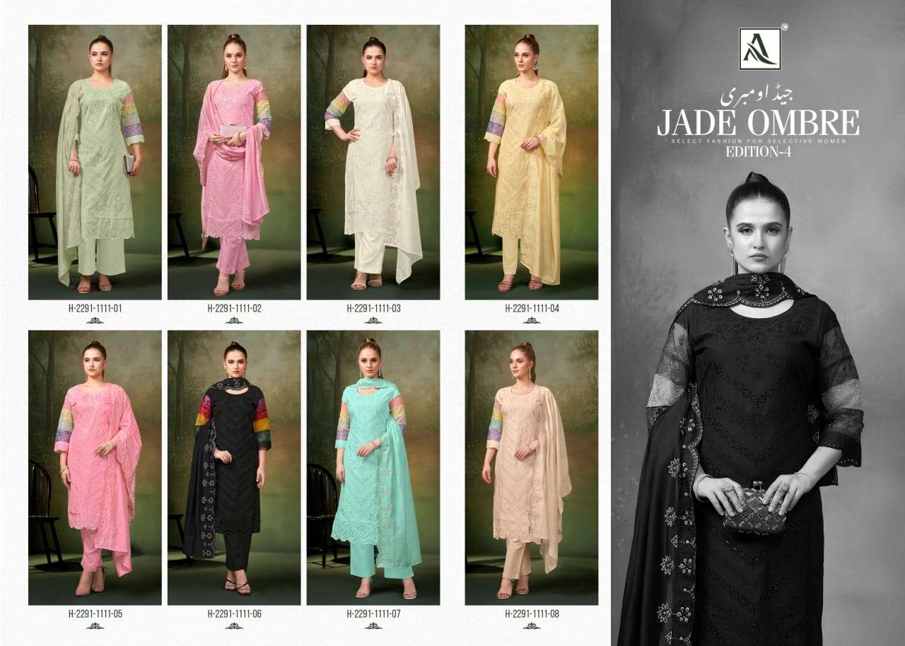 ALOK SUITS JADE OMBRE VOL 4 LAWN COTTON FANCY PAKISTANI STYLE WORK SUIT
