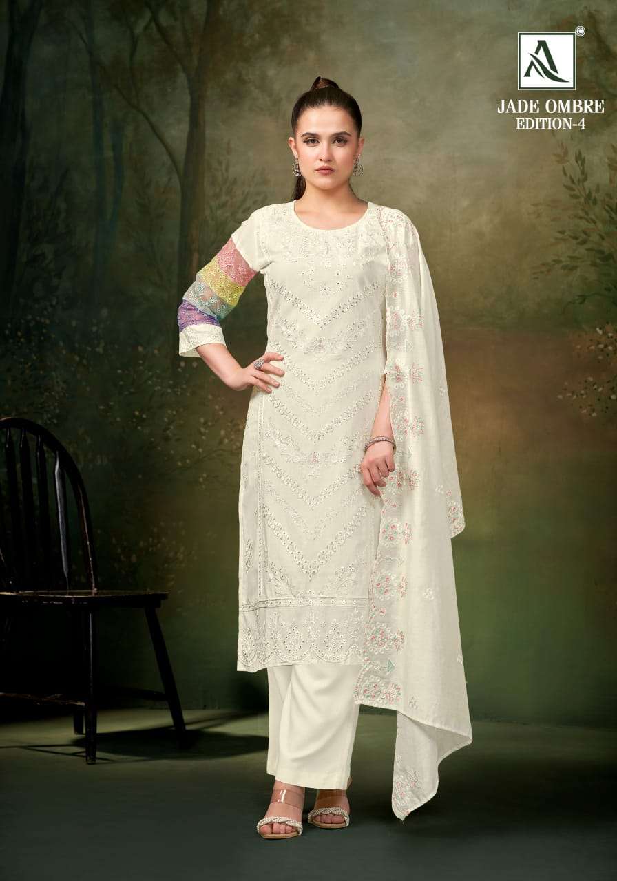 ALOK SUITS JADE OMBRE VOL 4 LAWN COTTON FANCY PAKISTANI STYLE WORK SUIT