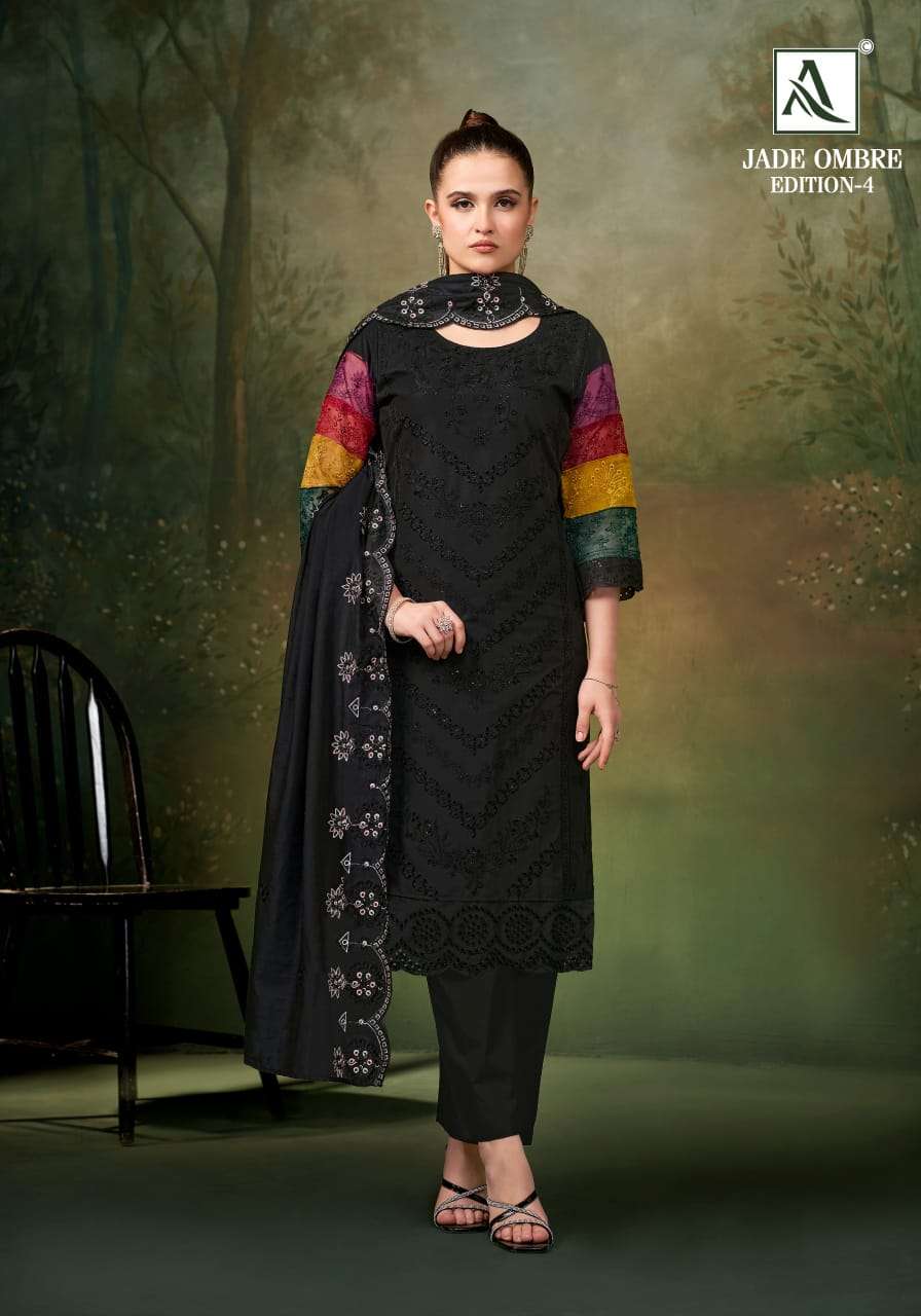 ALOK SUITS JADE OMBRE VOL 4 LAWN COTTON FANCY PAKISTANI STYLE WORK SUIT