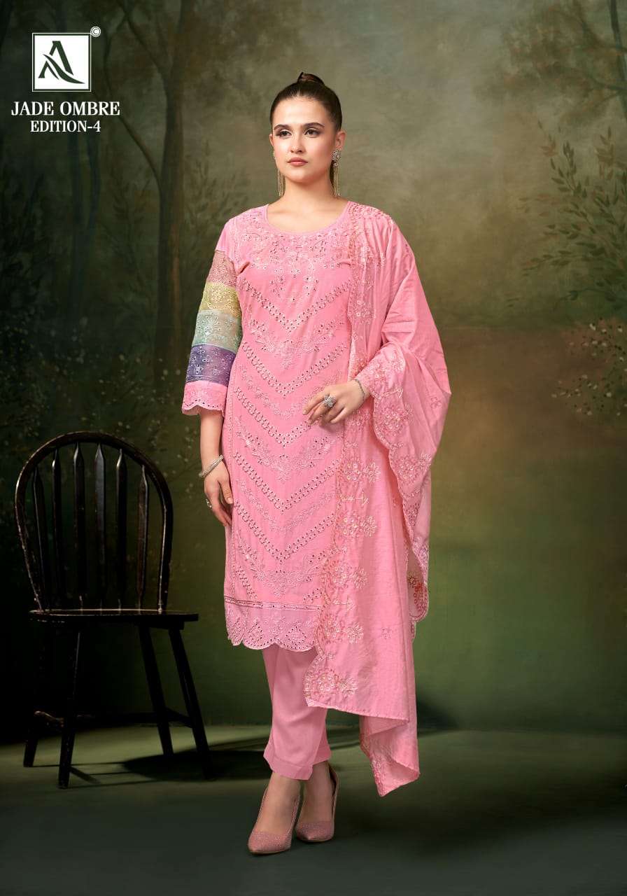 ALOK SUITS JADE OMBRE VOL 4 LAWN COTTON FANCY PAKISTANI STYLE WORK SUIT