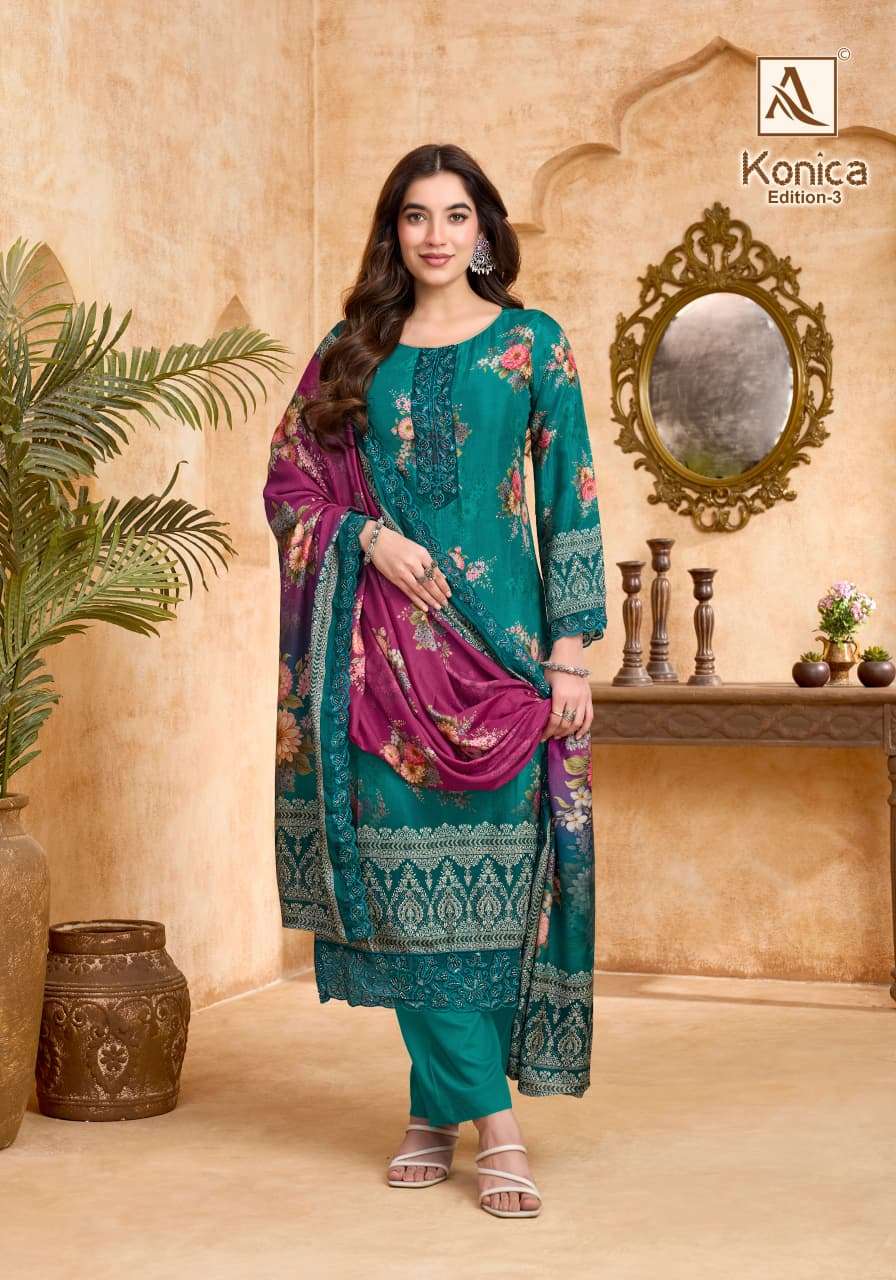 ALOK SUITS KONICA VOL 3 VISCOSE DIGITAL PRINT WITH EMBROIDERY WORK SUIT