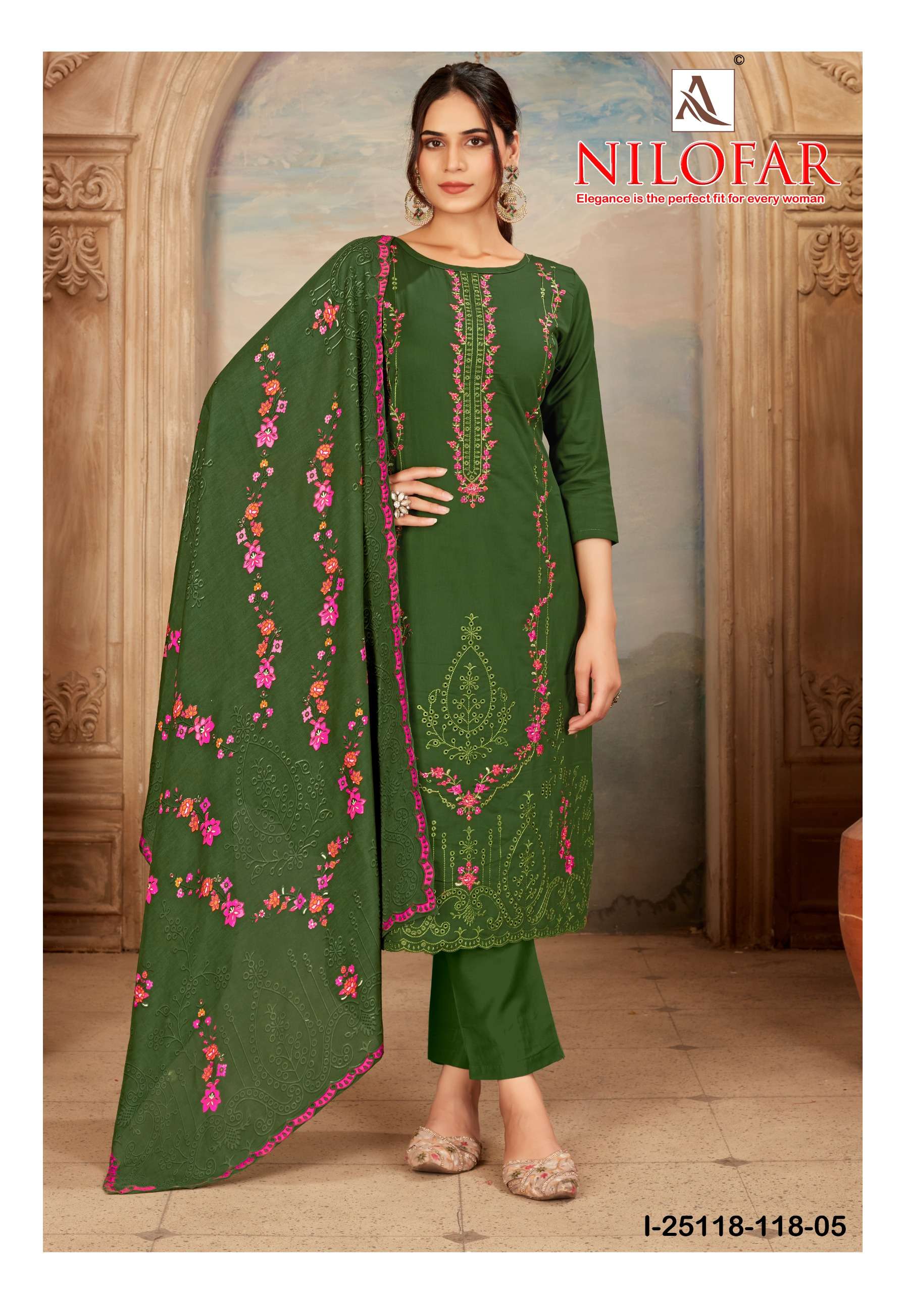 ALOK SUITS NILOFAR JAM COTTON FANCY EMBROIDERY WORK SUIT
