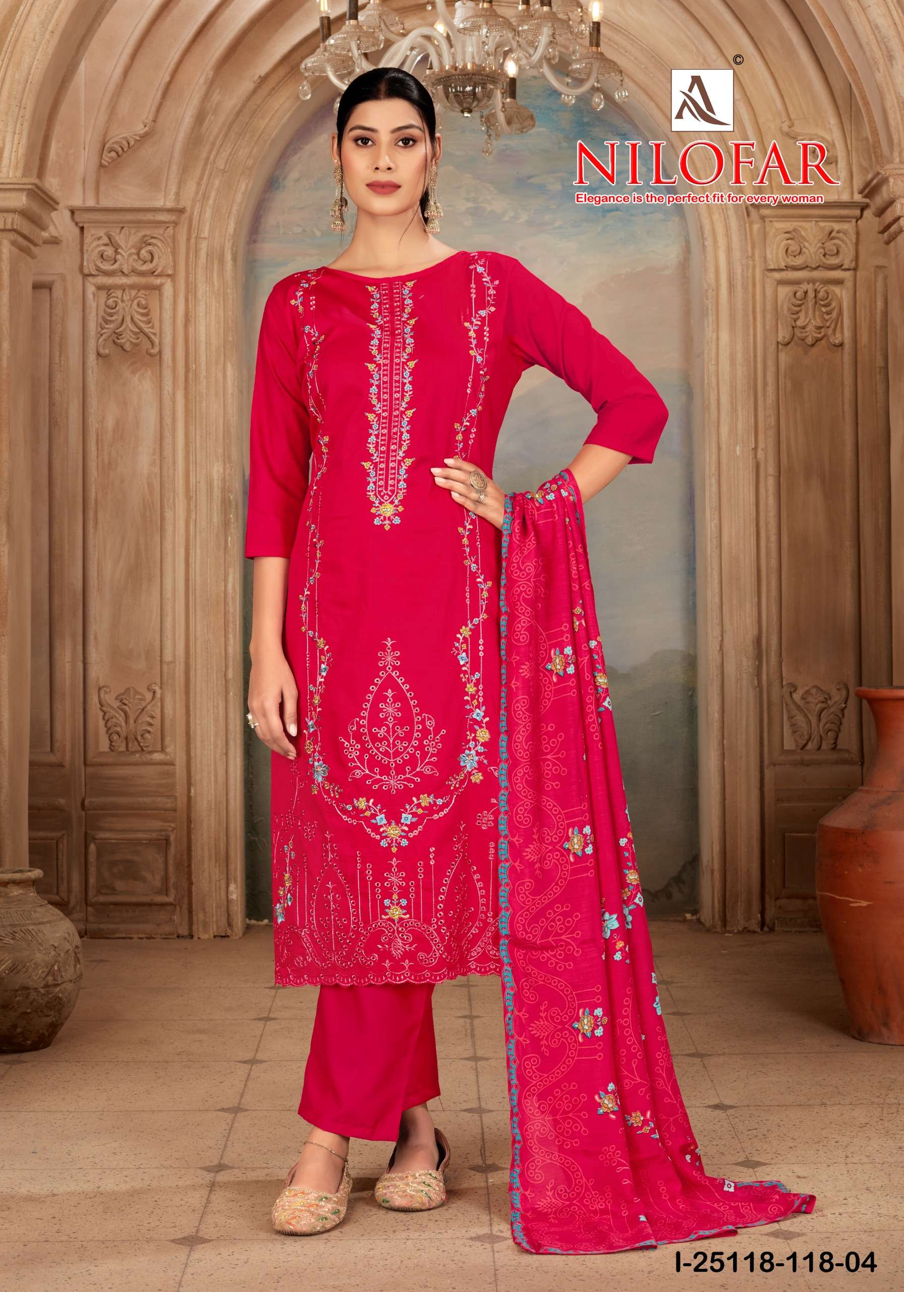 ALOK SUITS NILOFAR JAM COTTON FANCY EMBROIDERY WORK SUIT