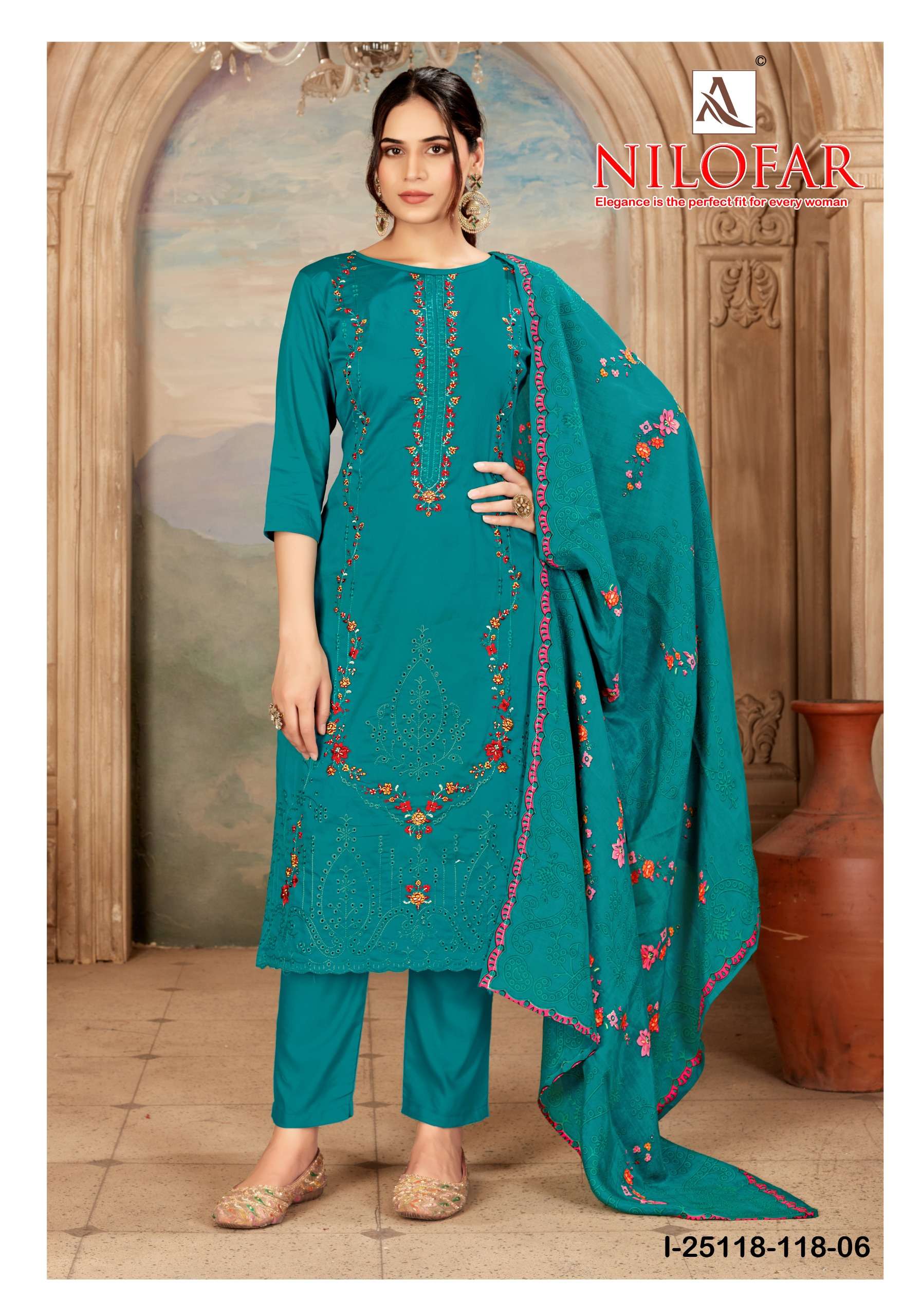 ALOK SUITS NILOFAR JAM COTTON FANCY EMBROIDERY WORK SUIT