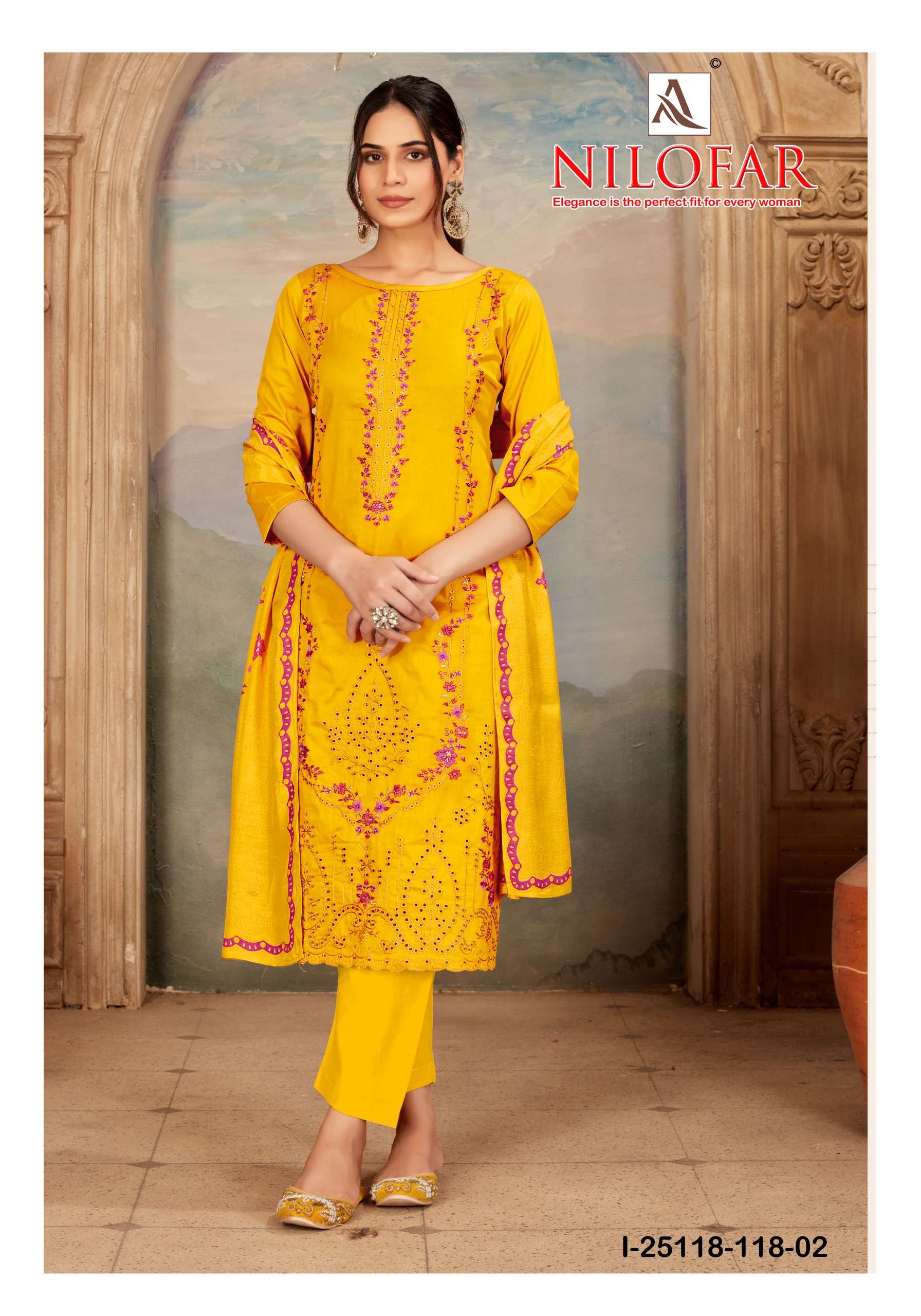 ALOK SUITS NILOFAR JAM COTTON FANCY EMBROIDERY WORK SUIT
